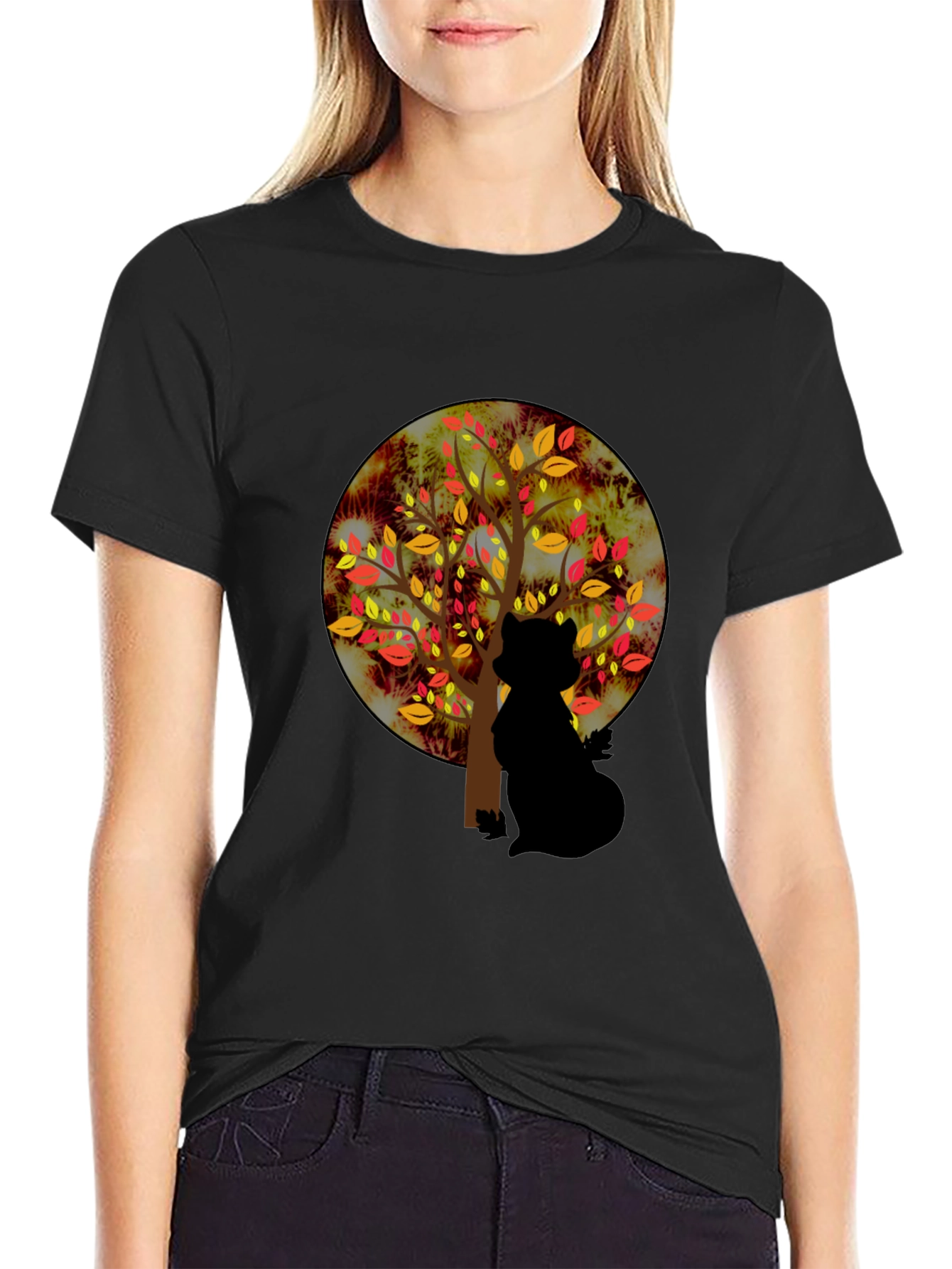 Autumn Cat Silhouette Tee