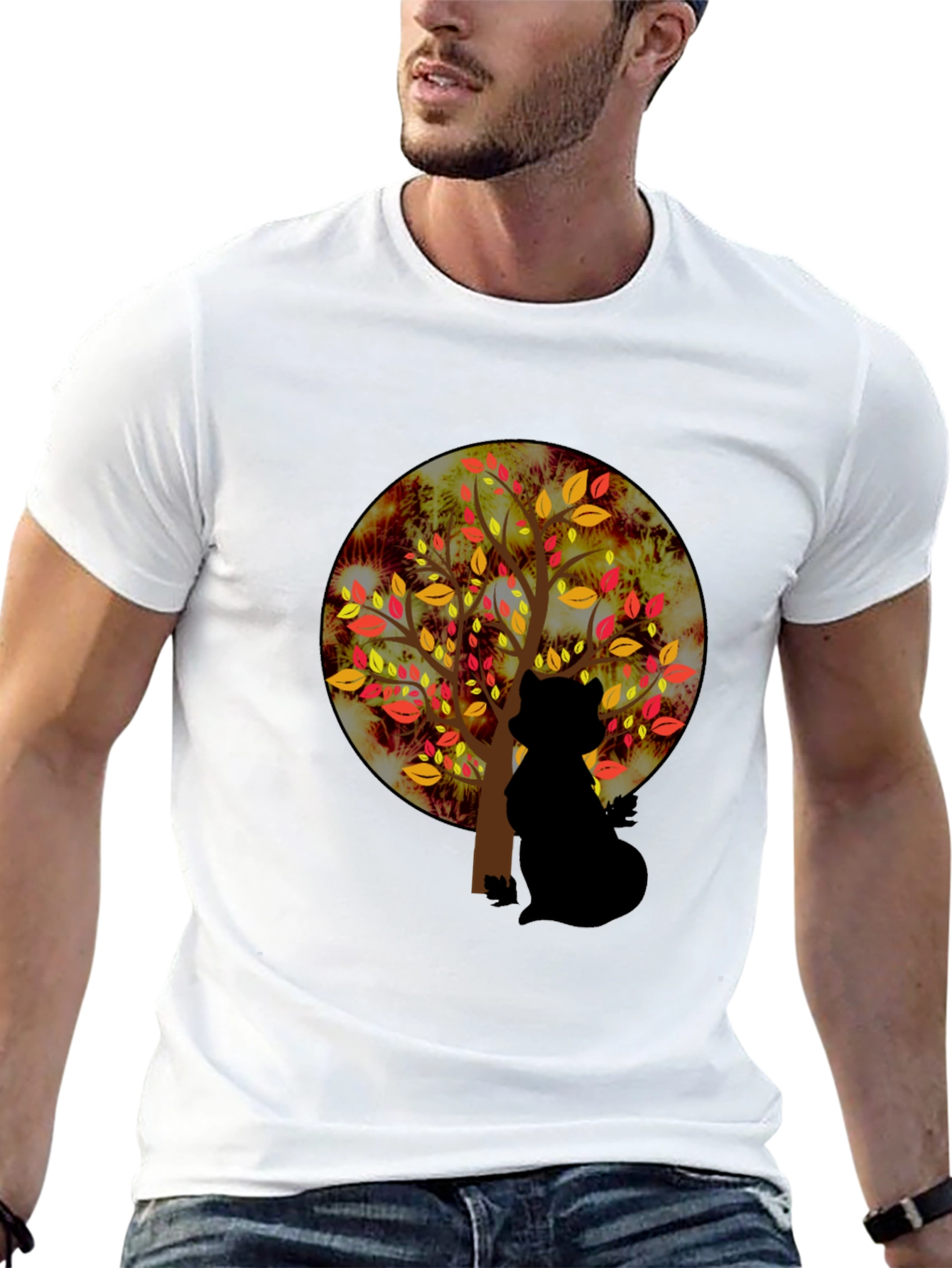 Autumn Cat Silhouette Tee