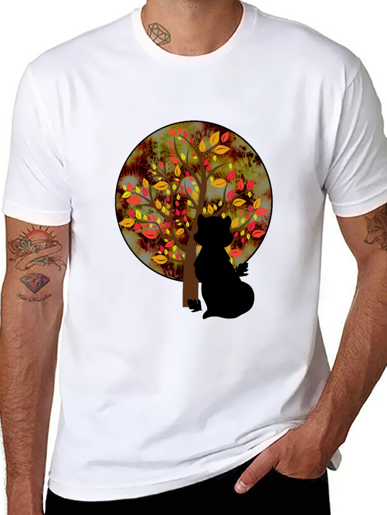 Autumn Cat Silhouette Tee