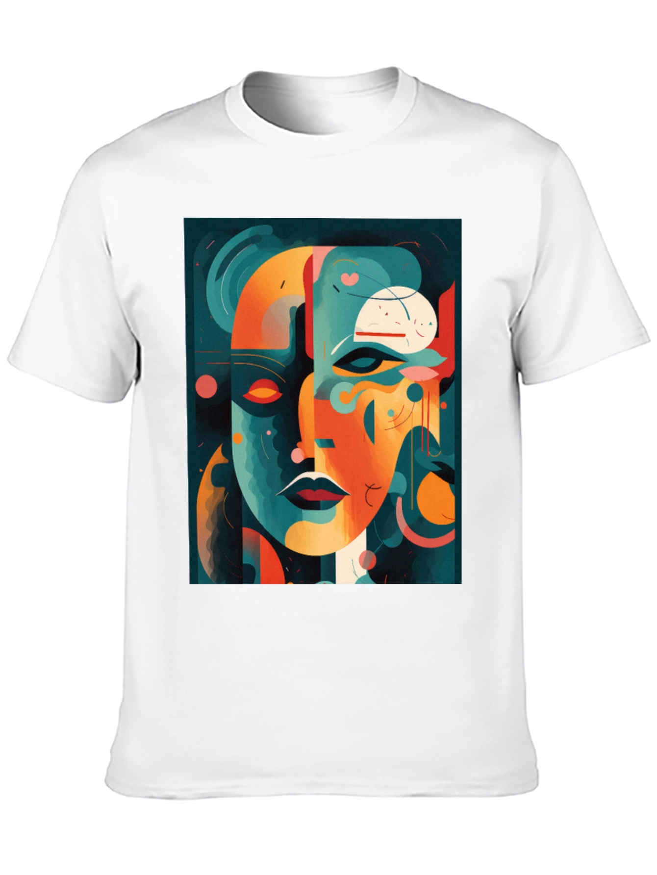 Abstract Face Graphic Tee - Modern Art Shirt
