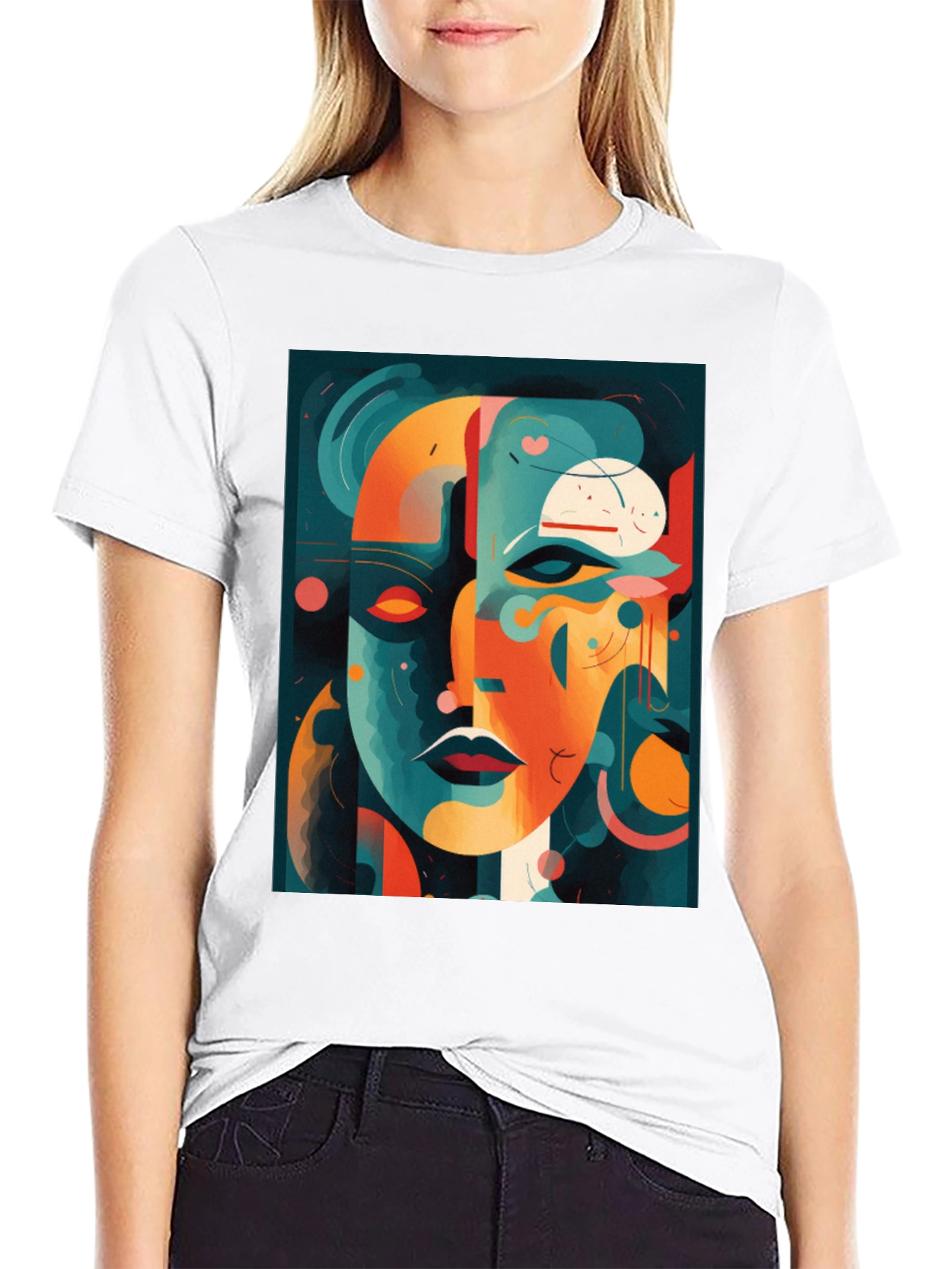 Abstract Face Graphic Tee - Modern Art Shirt