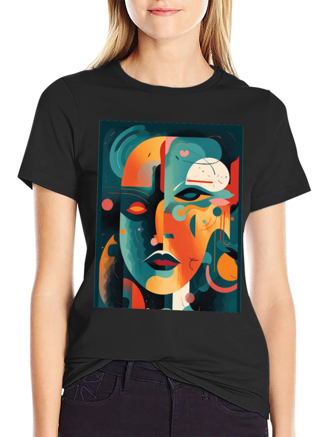 Abstract Face Graphic Tee - Modern Art Shirt