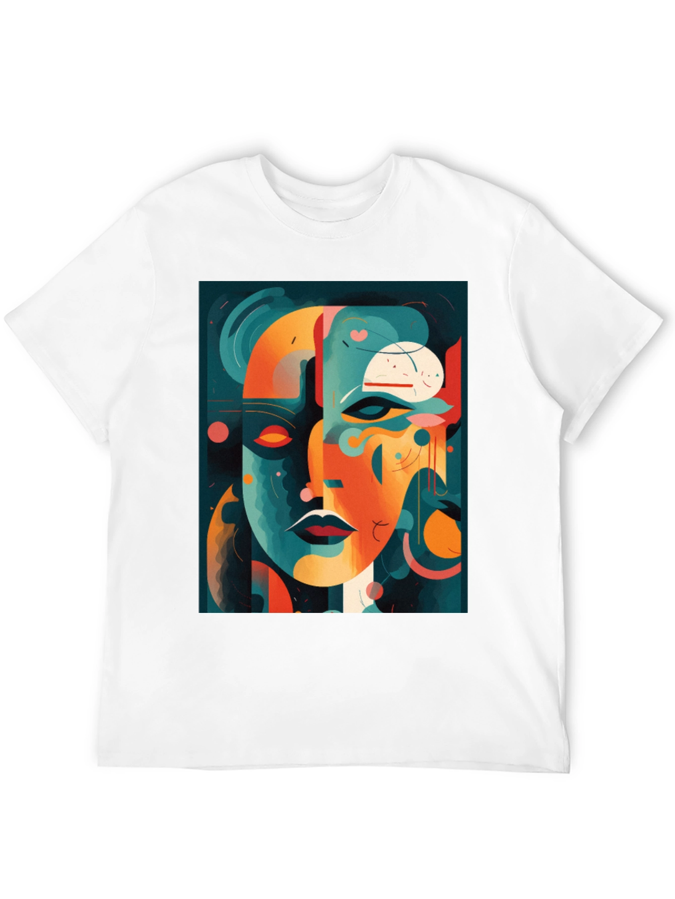 Abstract Face Graphic Tee - Modern Art Shirt