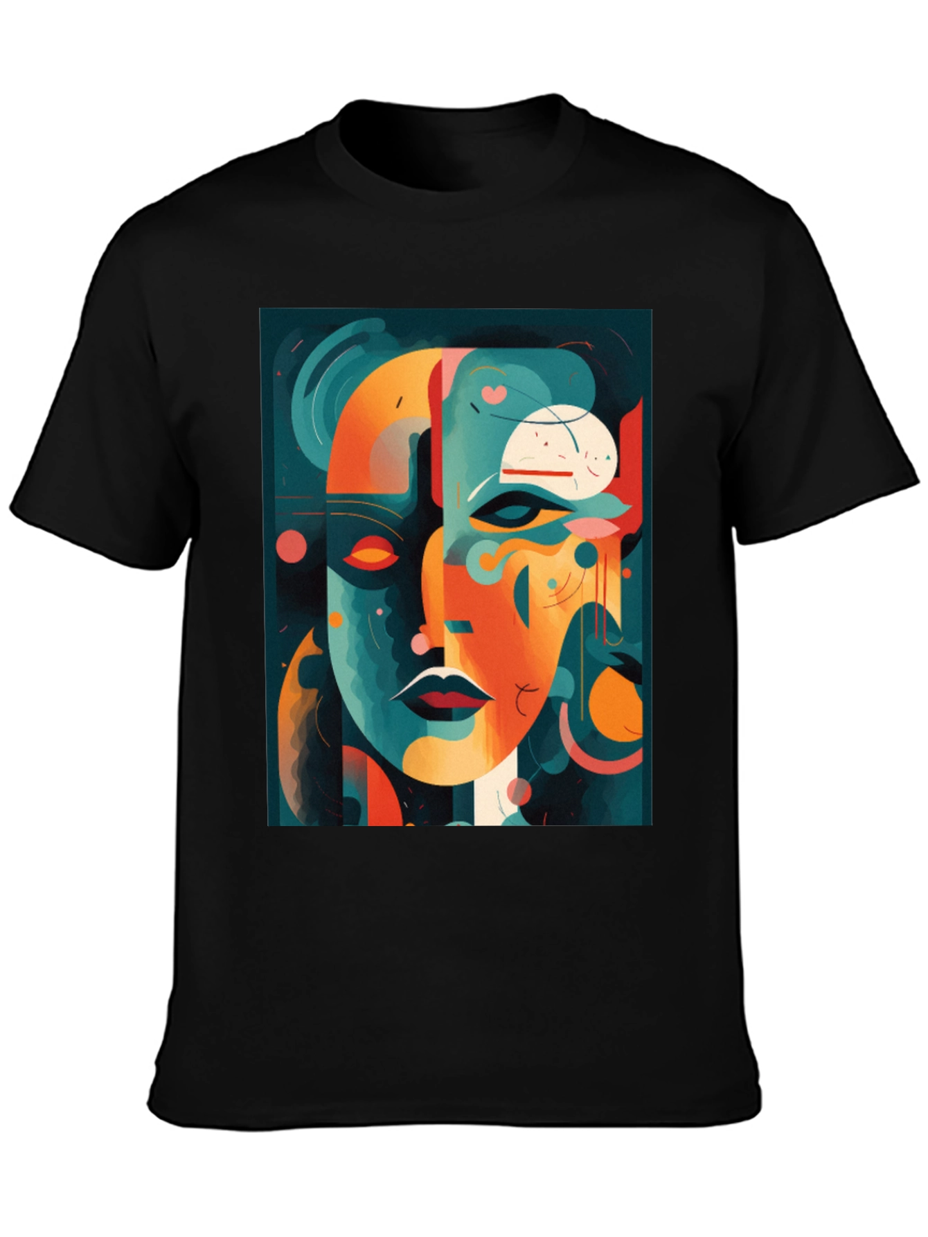 Abstract Face Graphic Tee - Modern Art Shirt
