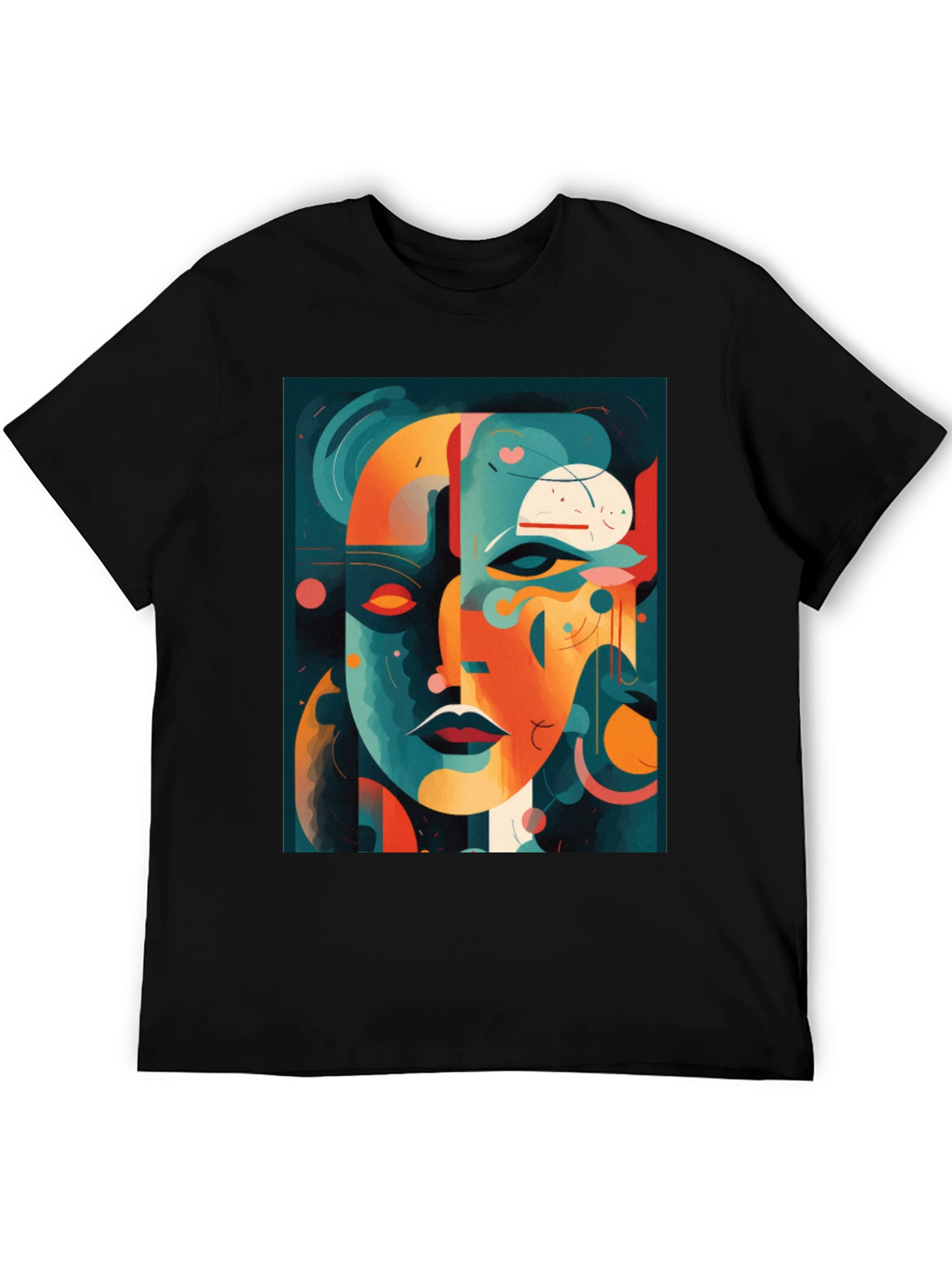 Abstract Face Graphic Tee - Modern Art Shirt