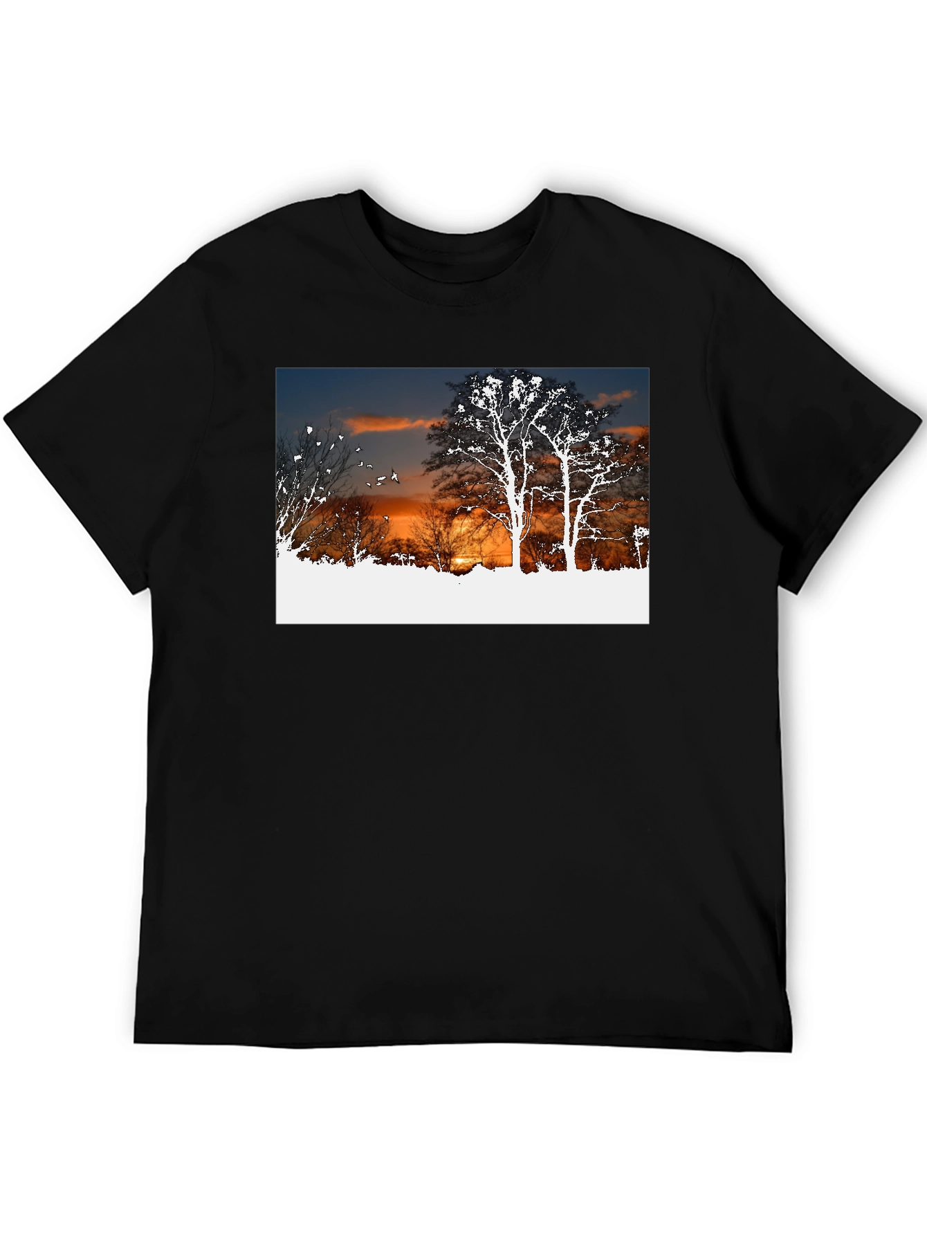 Sunset Trees Graphic Black T-Shirt