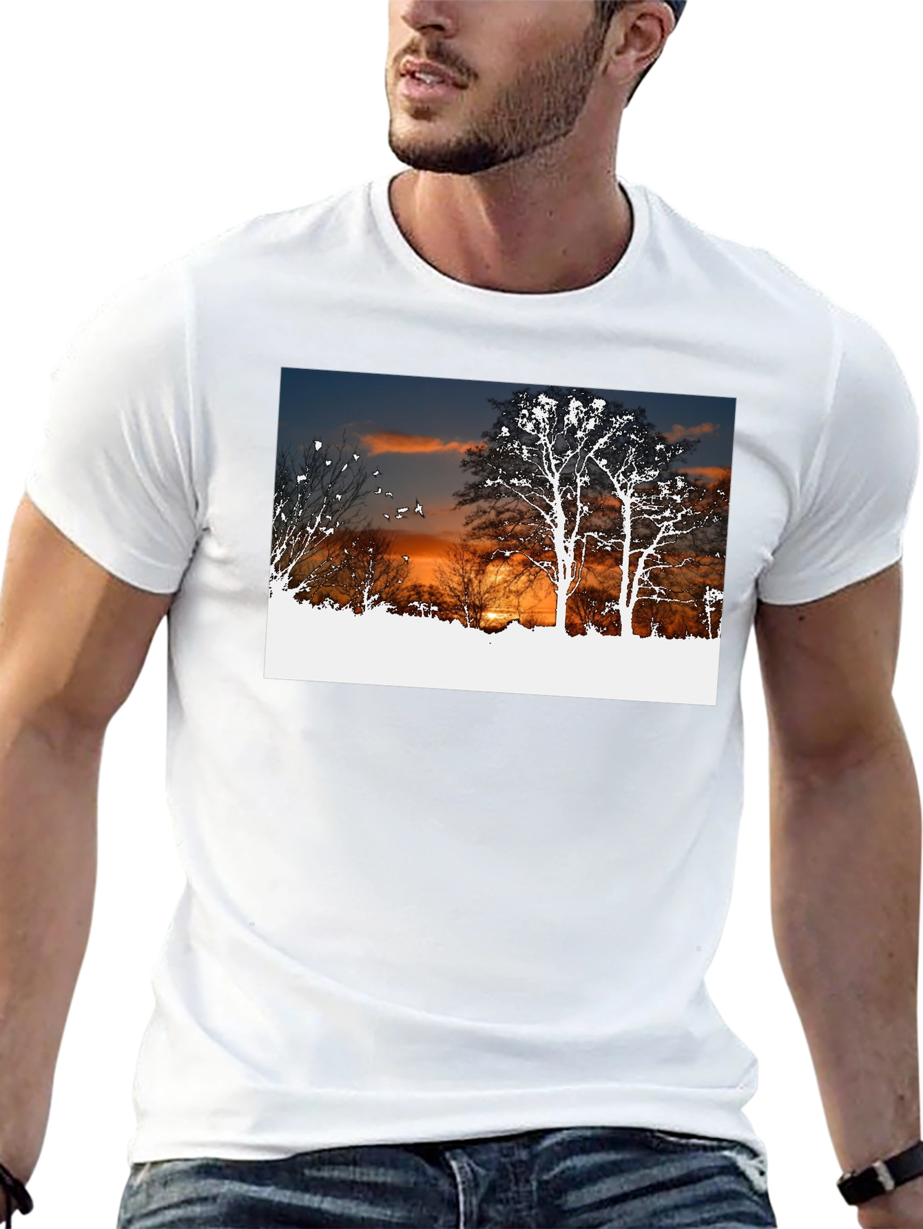 Sunset Trees Graphic Black T-Shirt