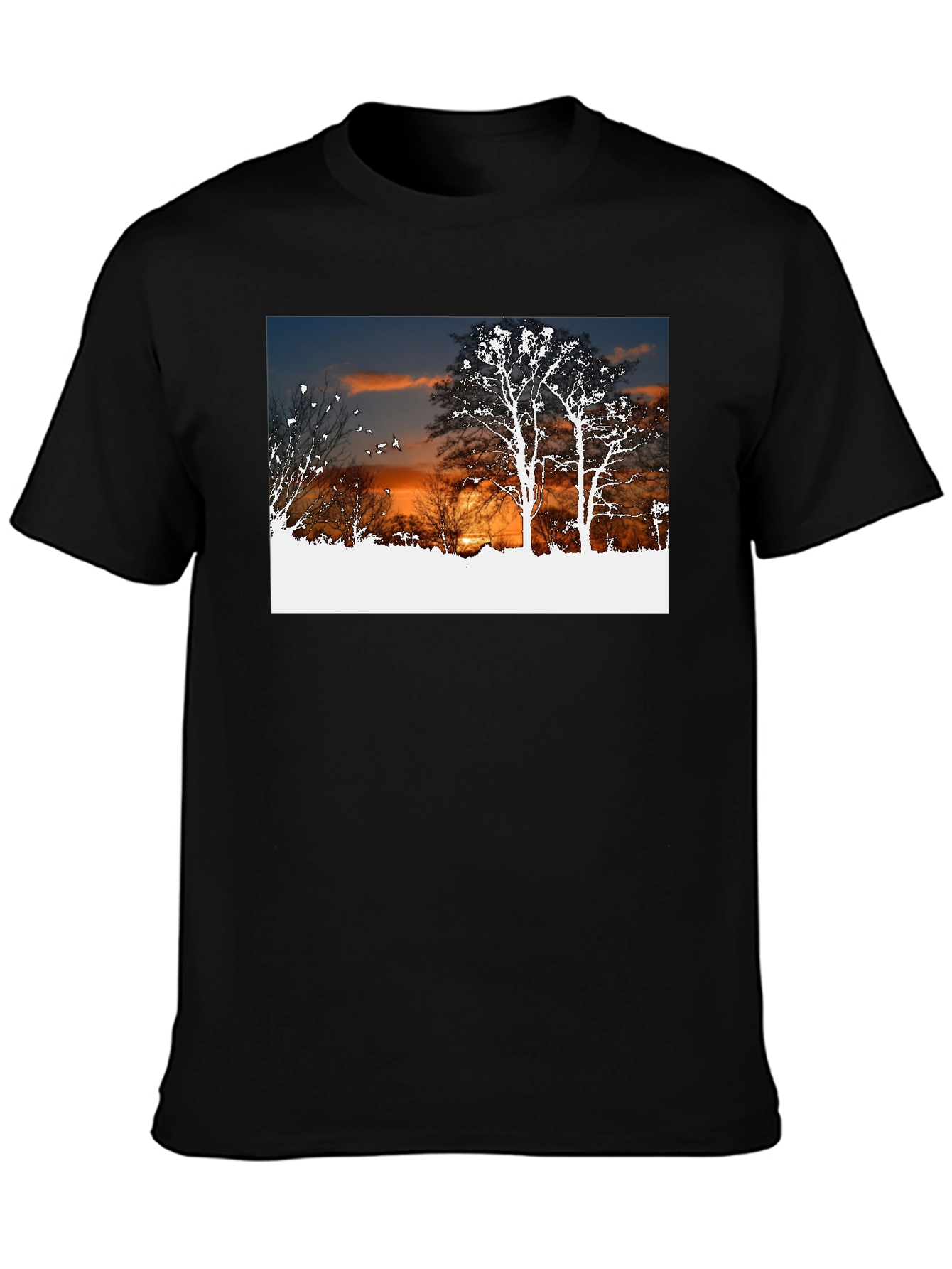 Sunset Trees Graphic Black T-Shirt