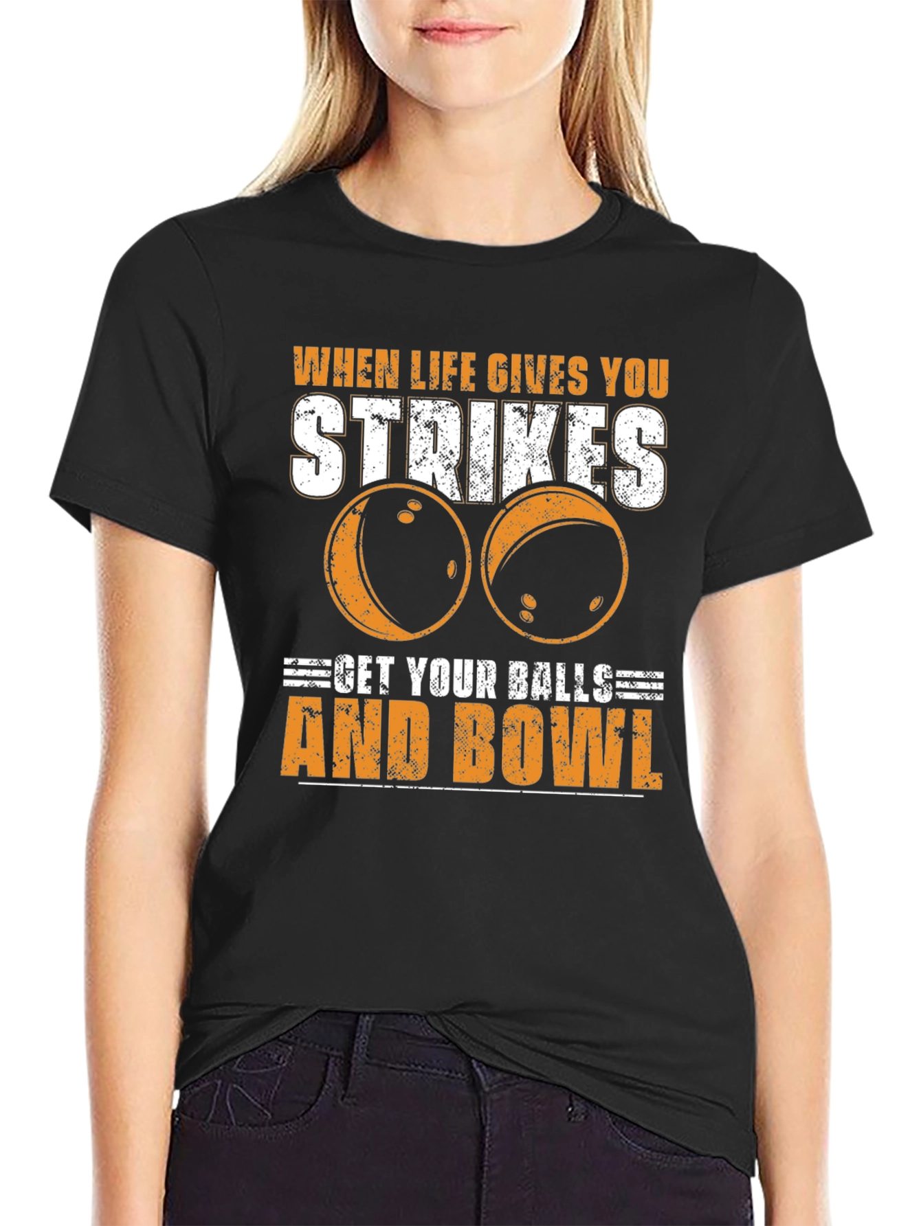 Bowling Strikes T-Shirt - Get Your Balls and Bowl
