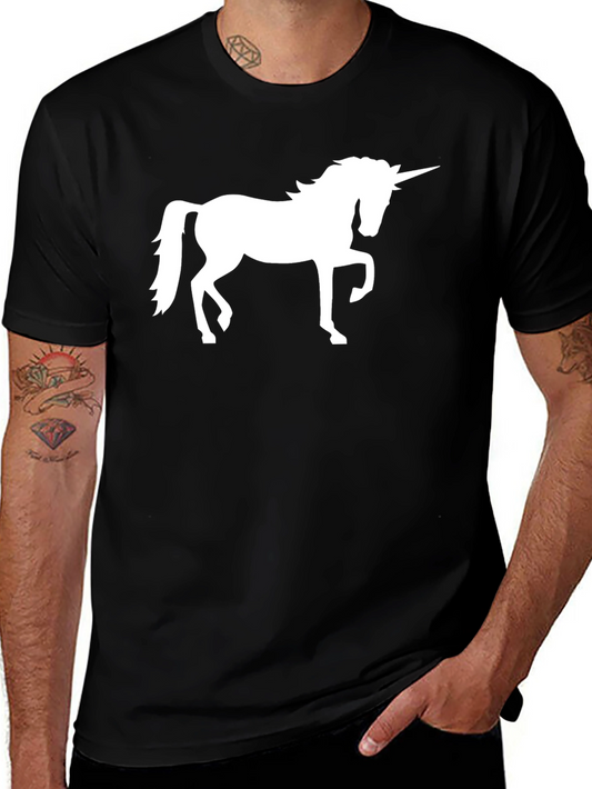 Unicorn Graphic Tee - Black Cotton Casual Shirt