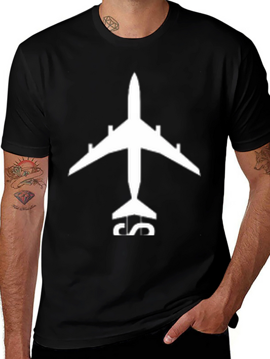 Airplane Graphic Tee - Black Cotton T-Shirt