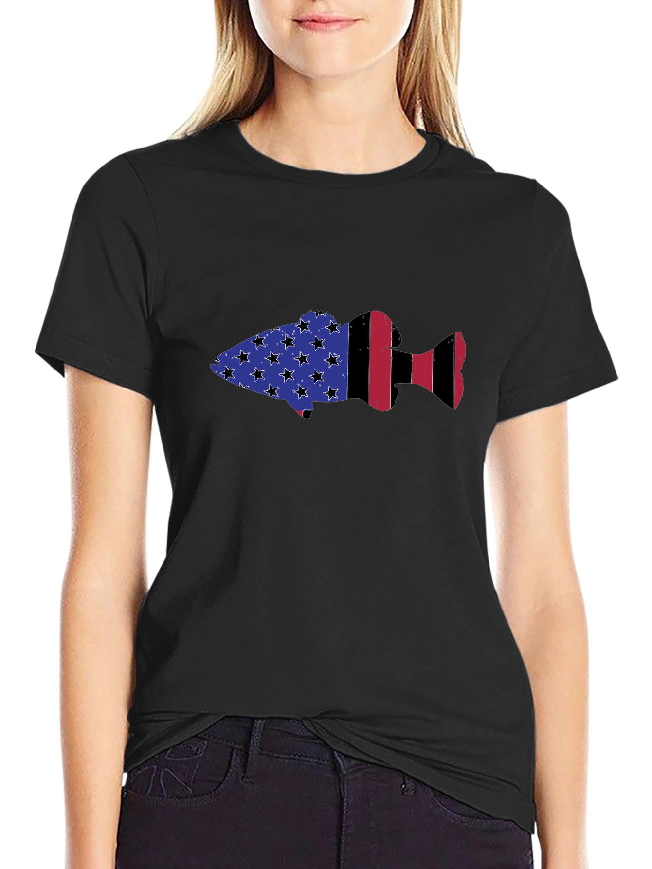 USA Flag Fish Graphic T-Shirt