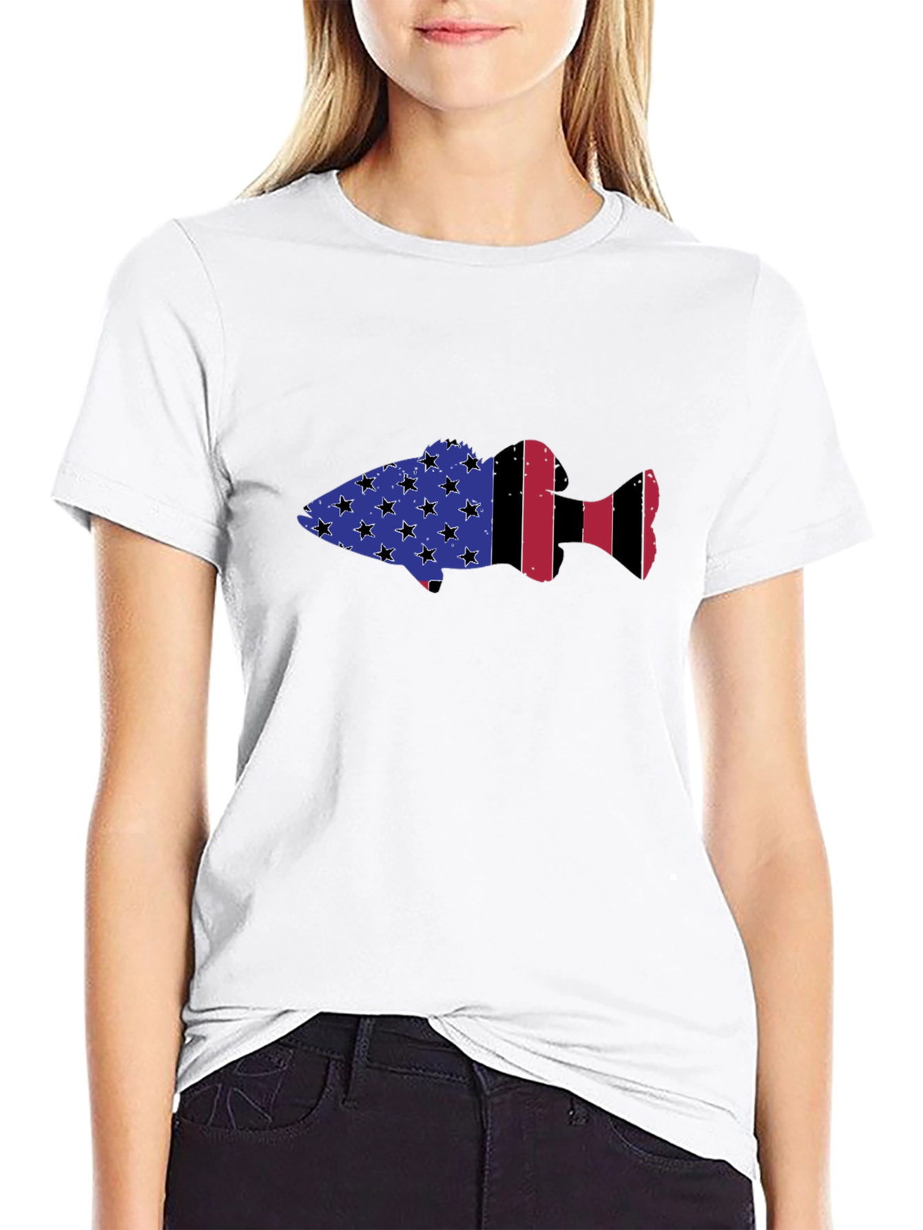 USA Flag Fish Graphic T-Shirt