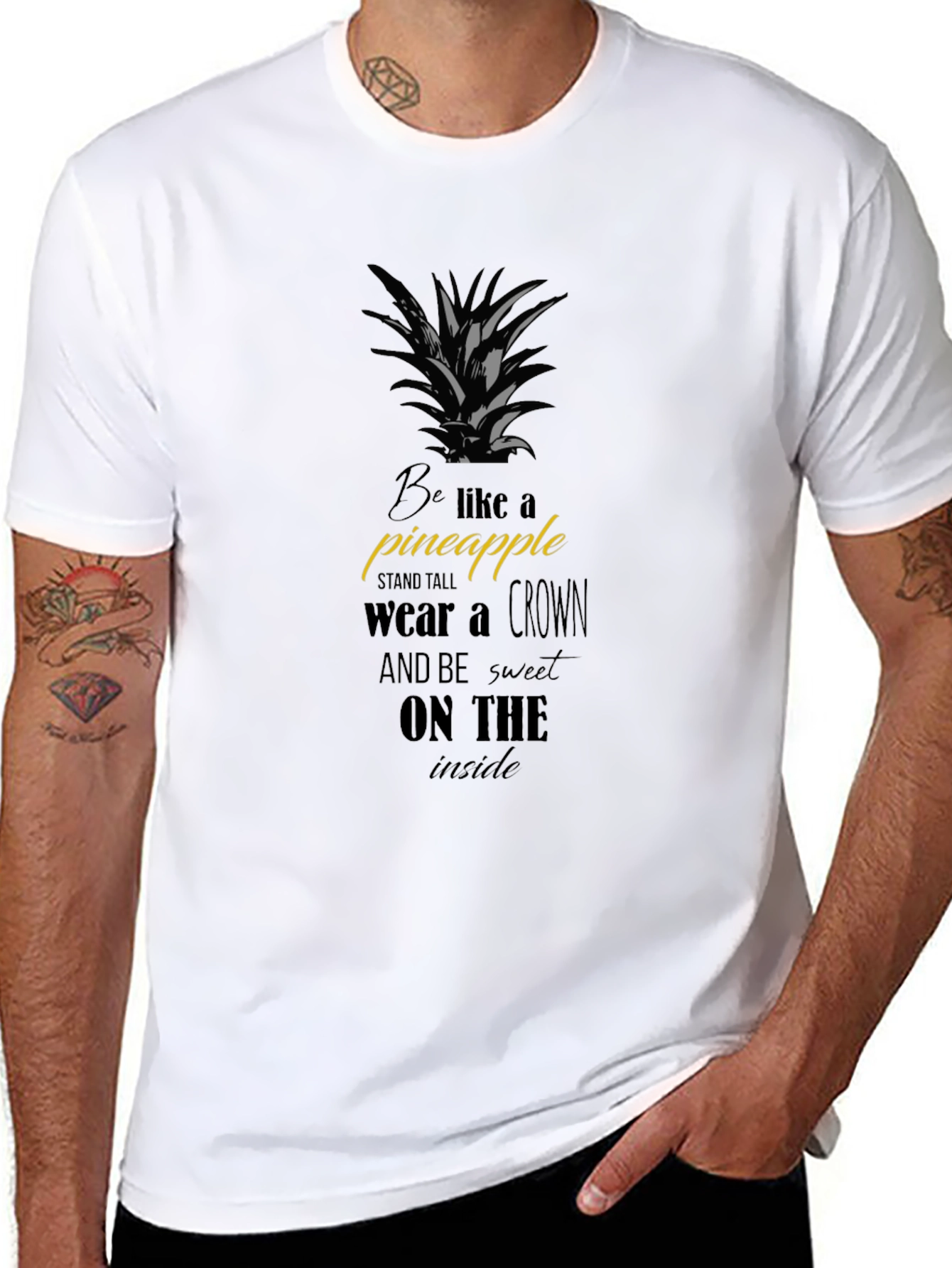Black Pineapple T-Shirt - Stand Tall Wear a Crown