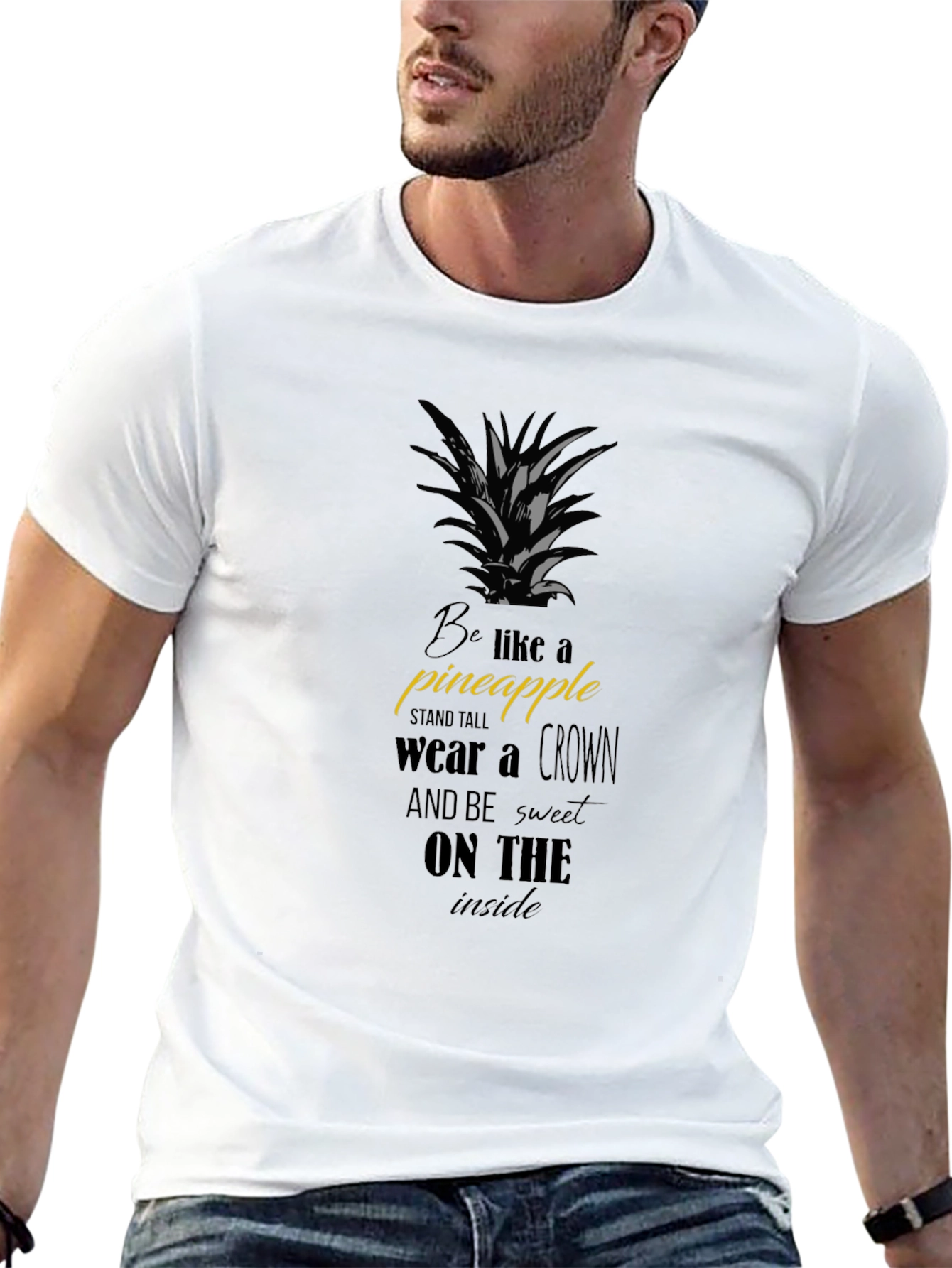 Black Pineapple T-Shirt - Stand Tall Wear a Crown