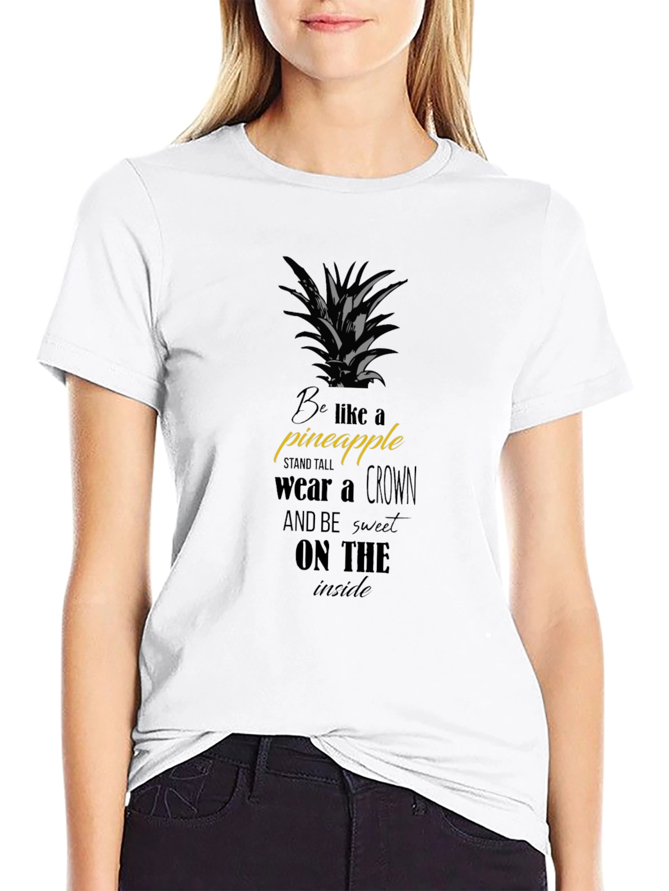 Black Pineapple T-Shirt - Stand Tall Wear a Crown