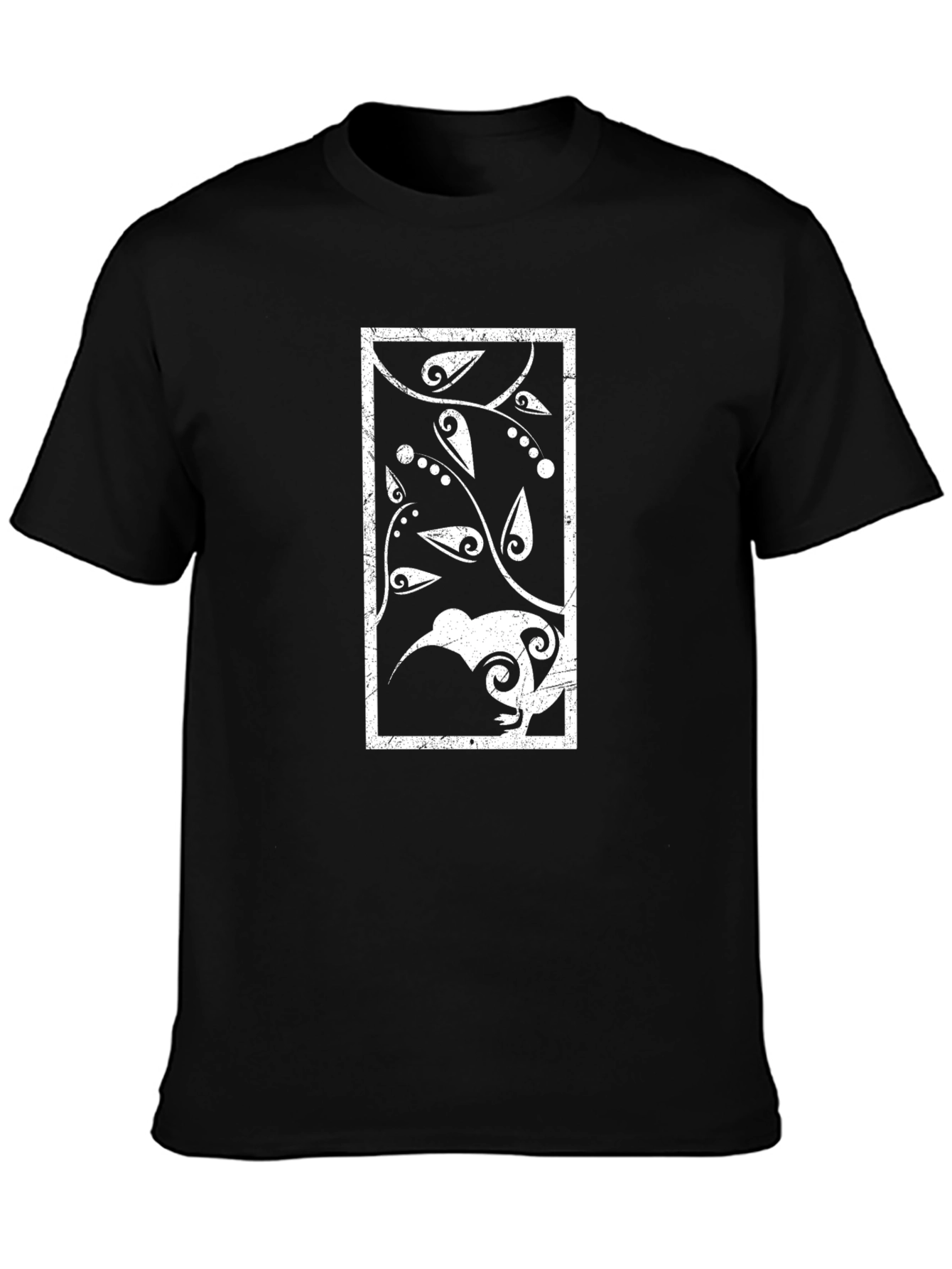 Abstract Kiwi Bird Graphic Tee - Black
