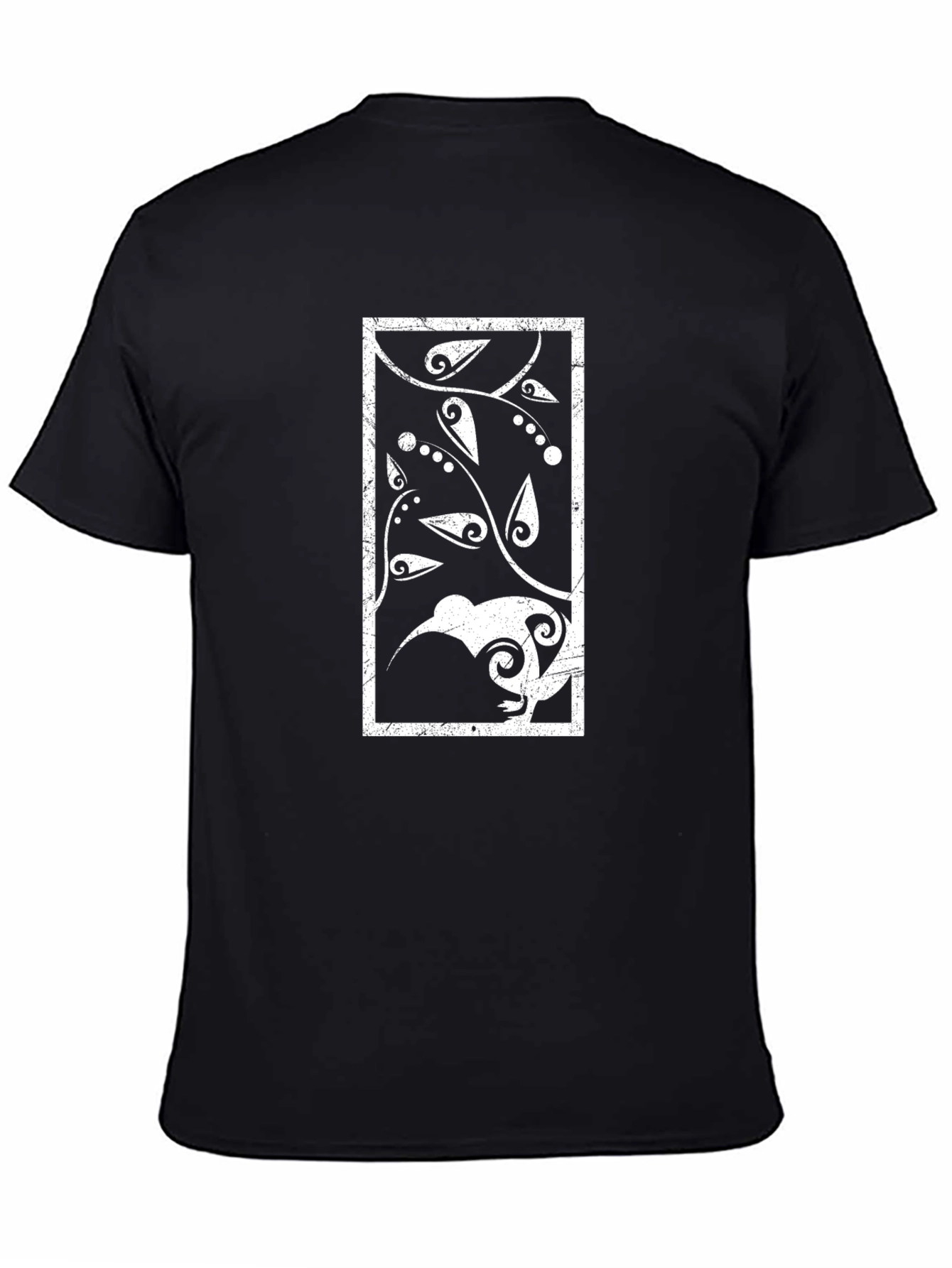 Abstract Kiwi Bird Graphic Tee - Black