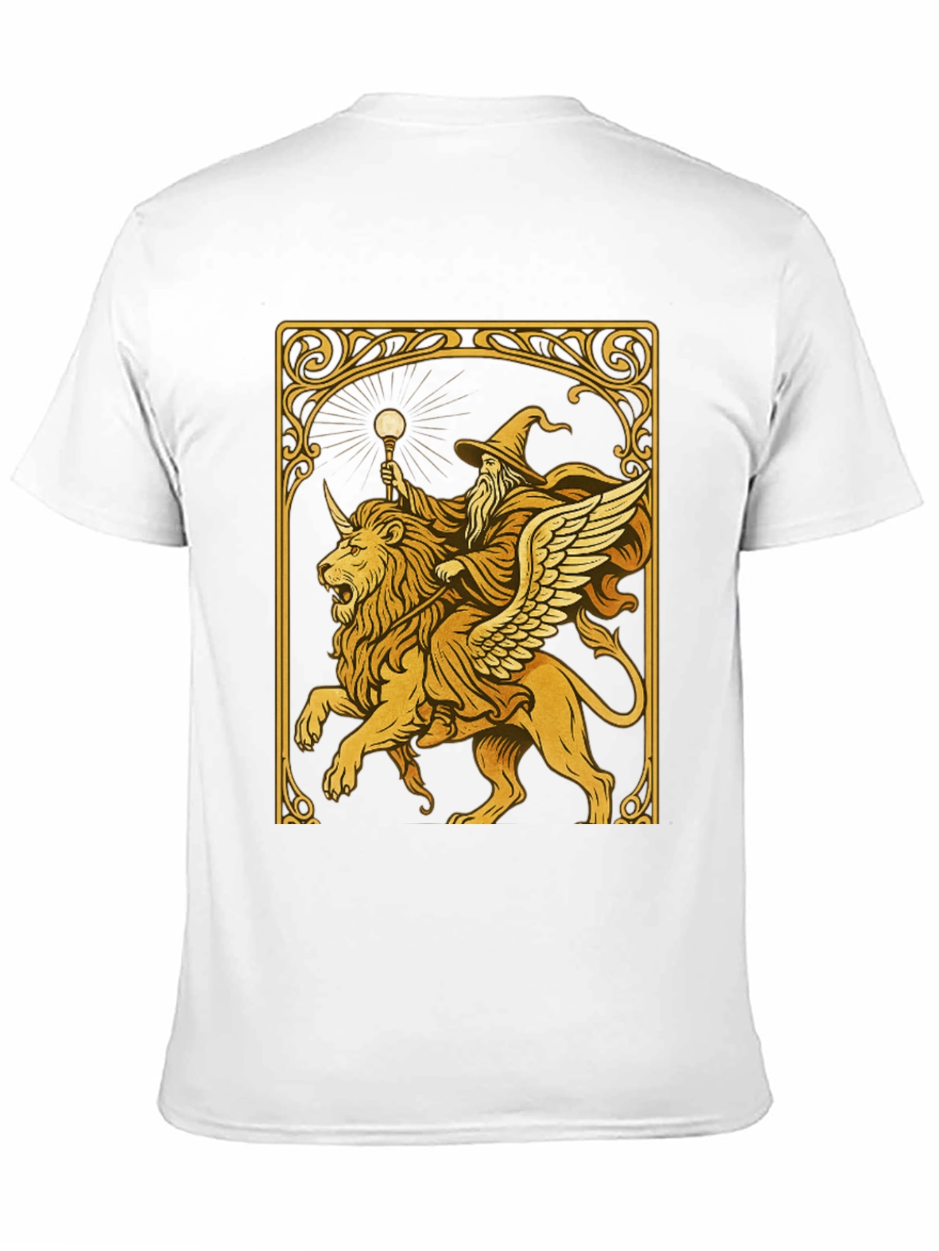Wizard Riding Lion Graphic Tee - Black