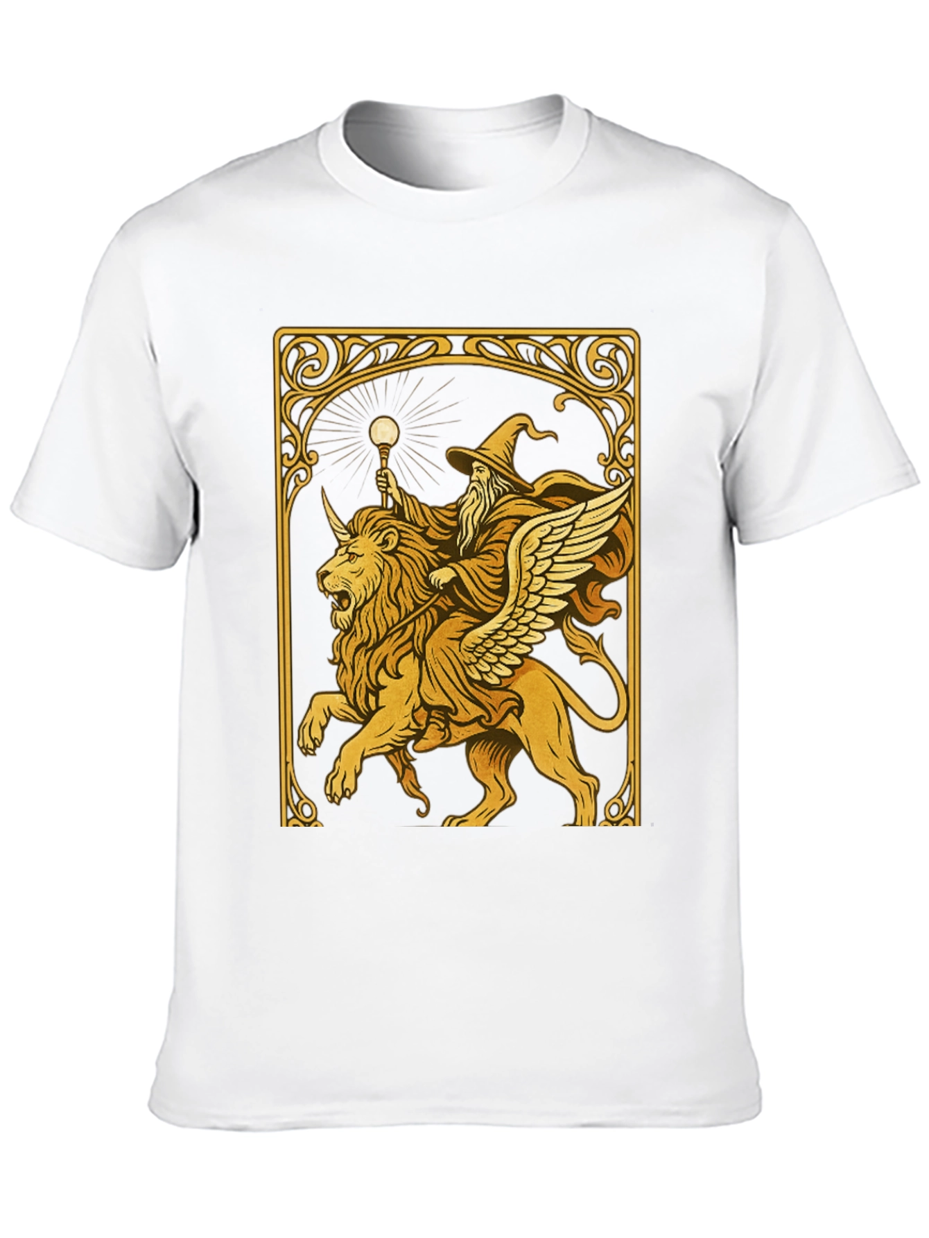 Wizard Riding Lion Graphic Tee - Black