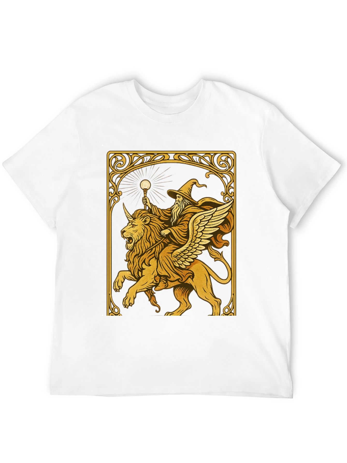 Wizard Riding Lion Graphic Tee - Black