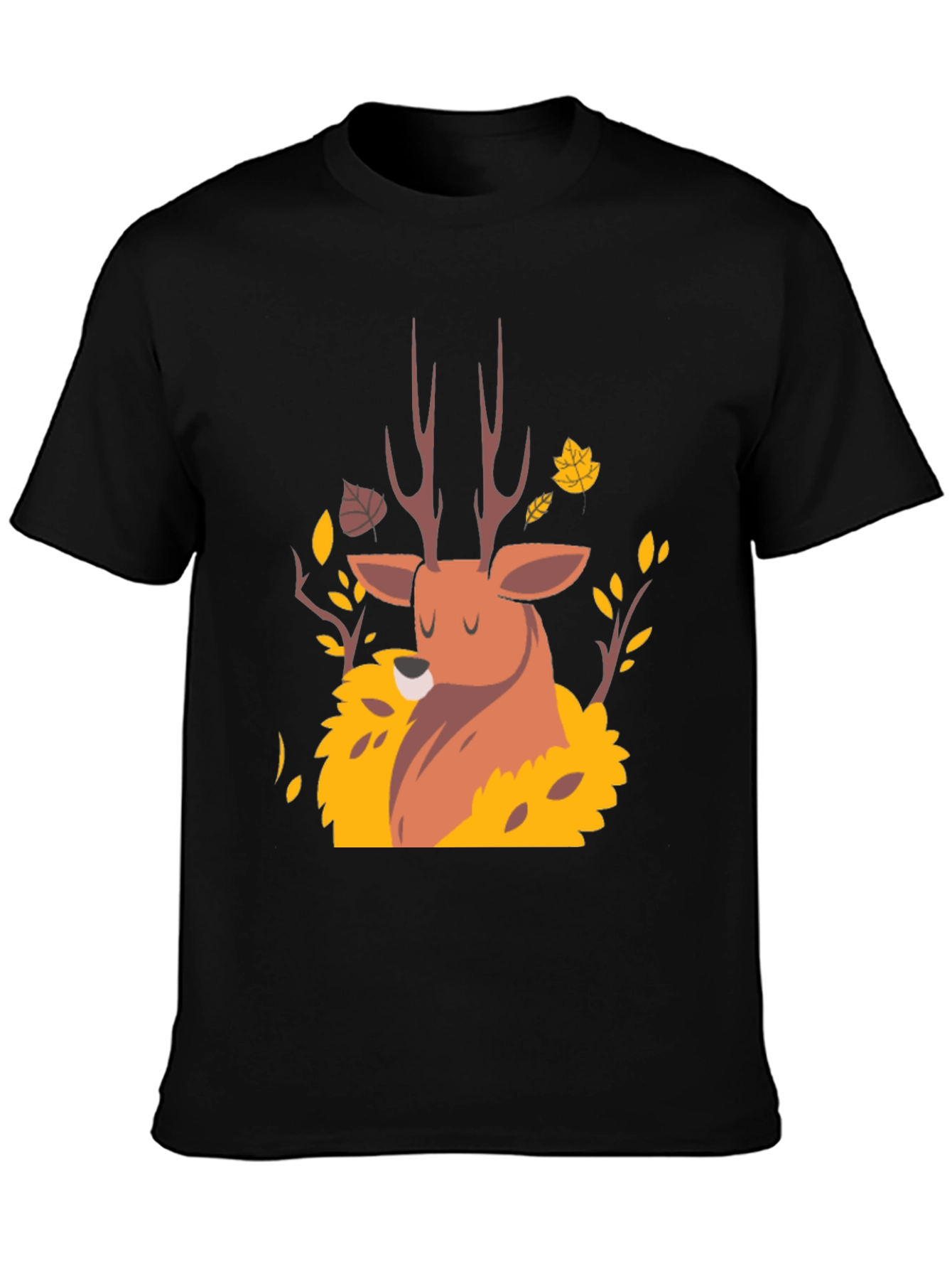 Autumn Deer Graphic Tee - Black Unisex T-Shirt