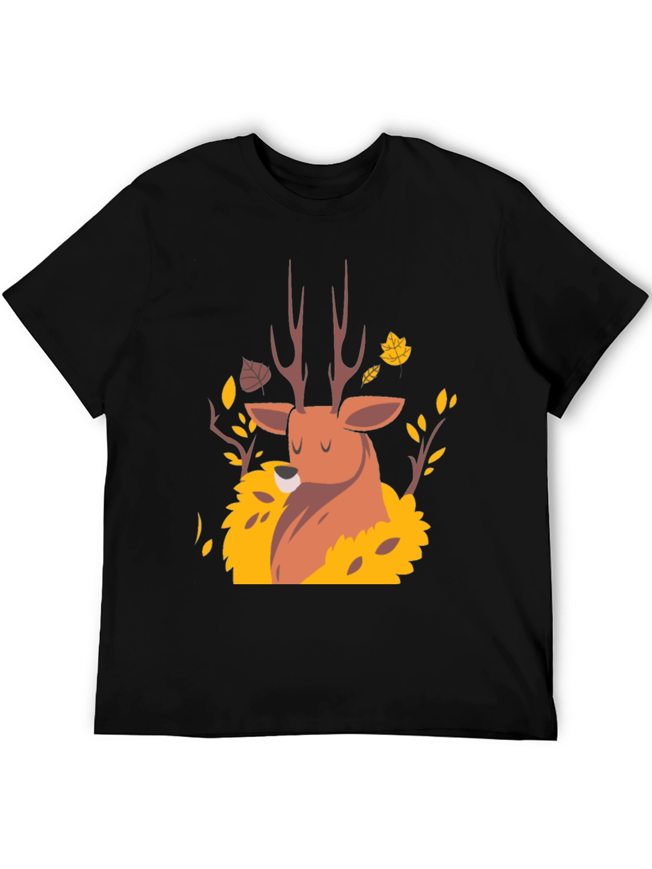 Autumn Deer Graphic Tee - Black Unisex T-Shirt