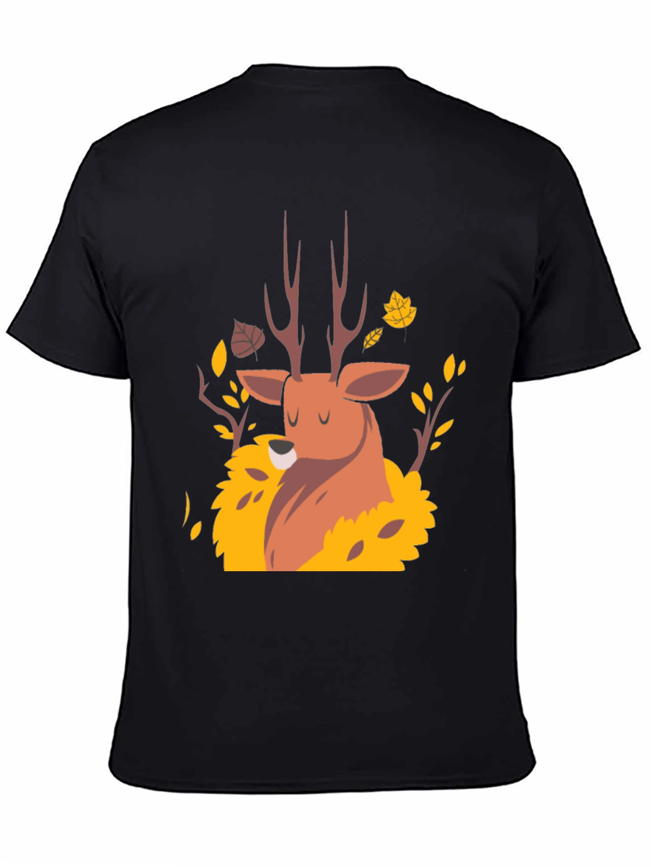 Autumn Deer Graphic Tee - Black Unisex T-Shirt