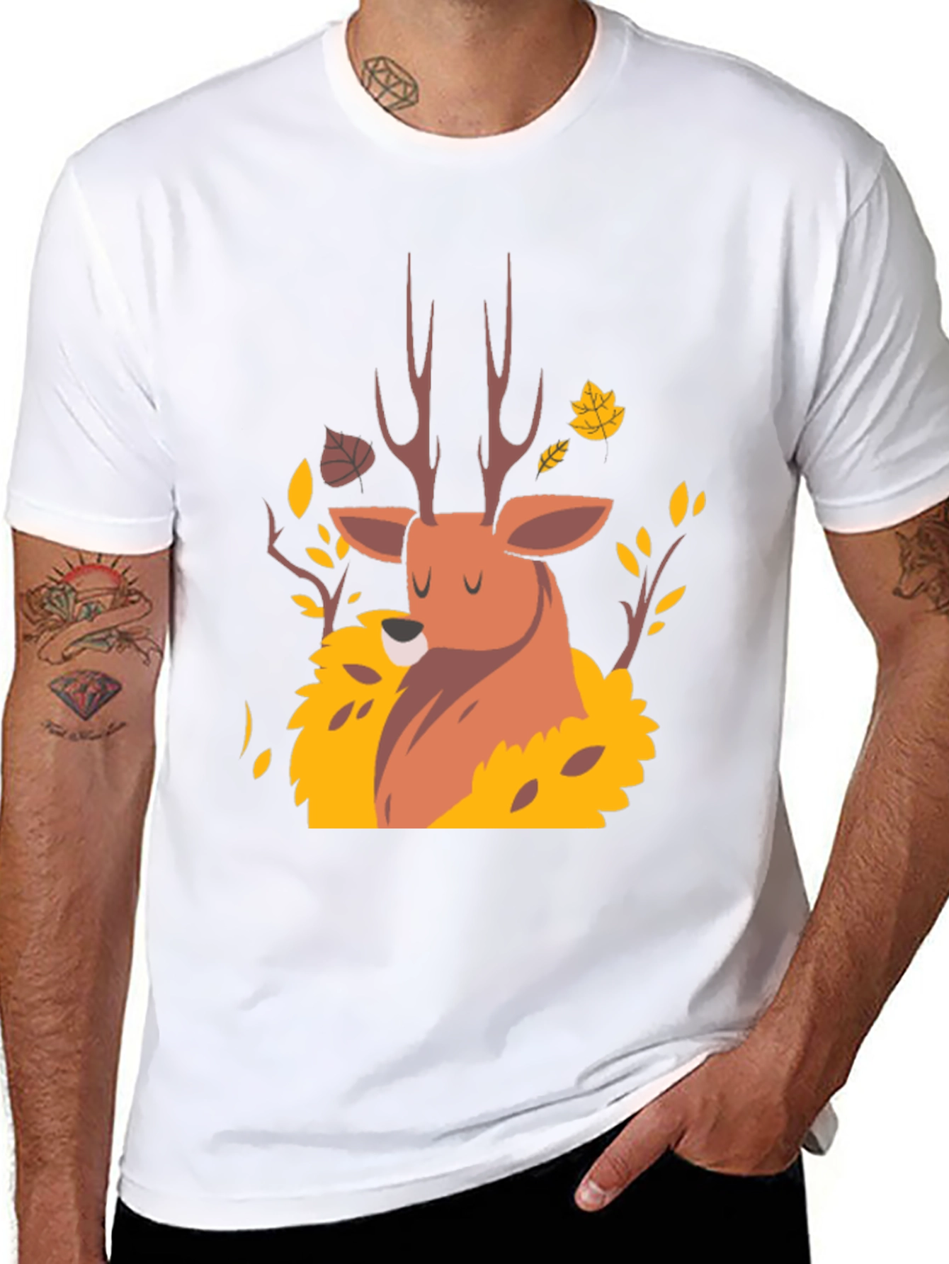 Autumn Deer Graphic Tee - Black Unisex T-Shirt