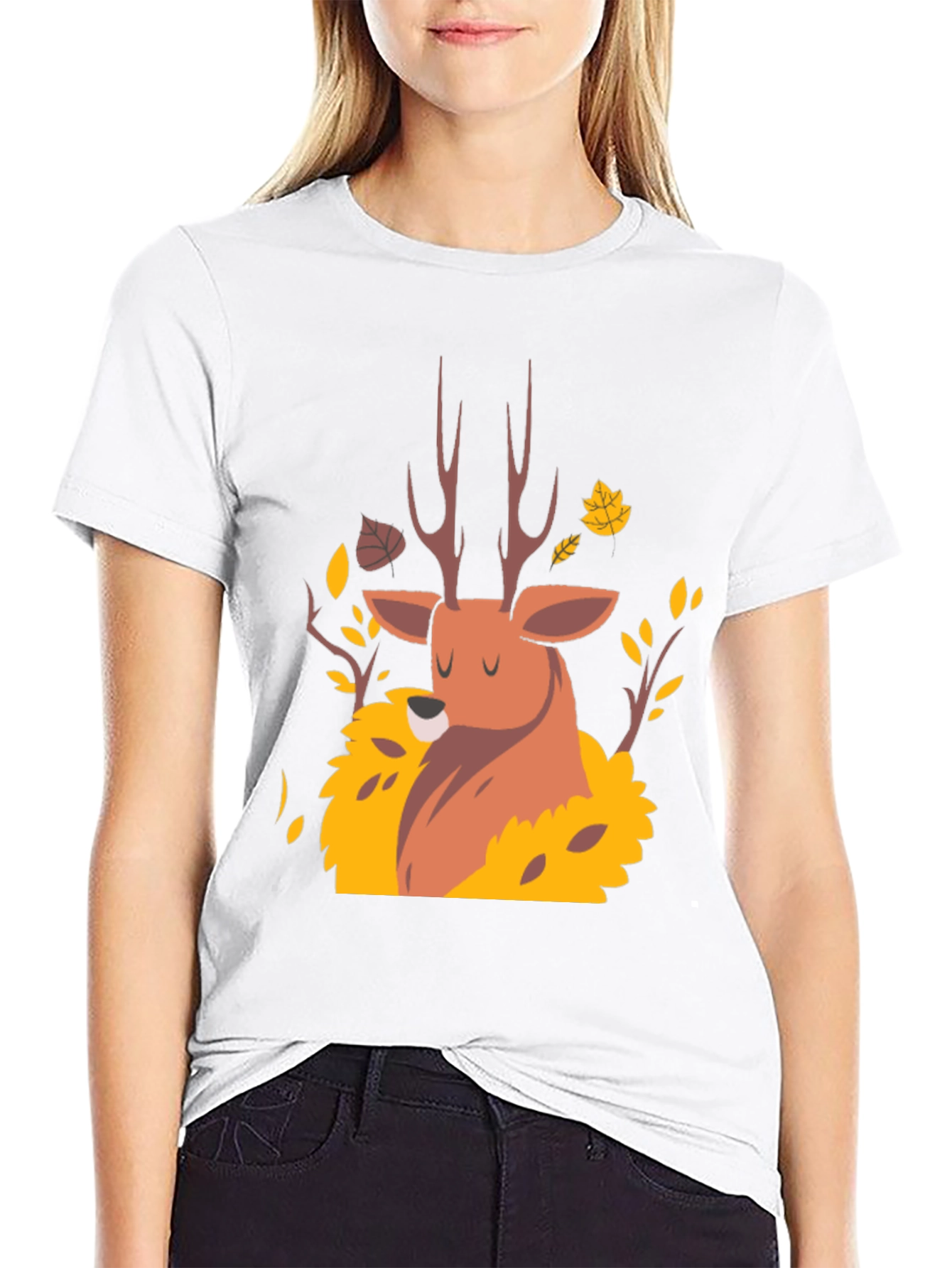 Autumn Deer Graphic Tee - Black Unisex T-Shirt