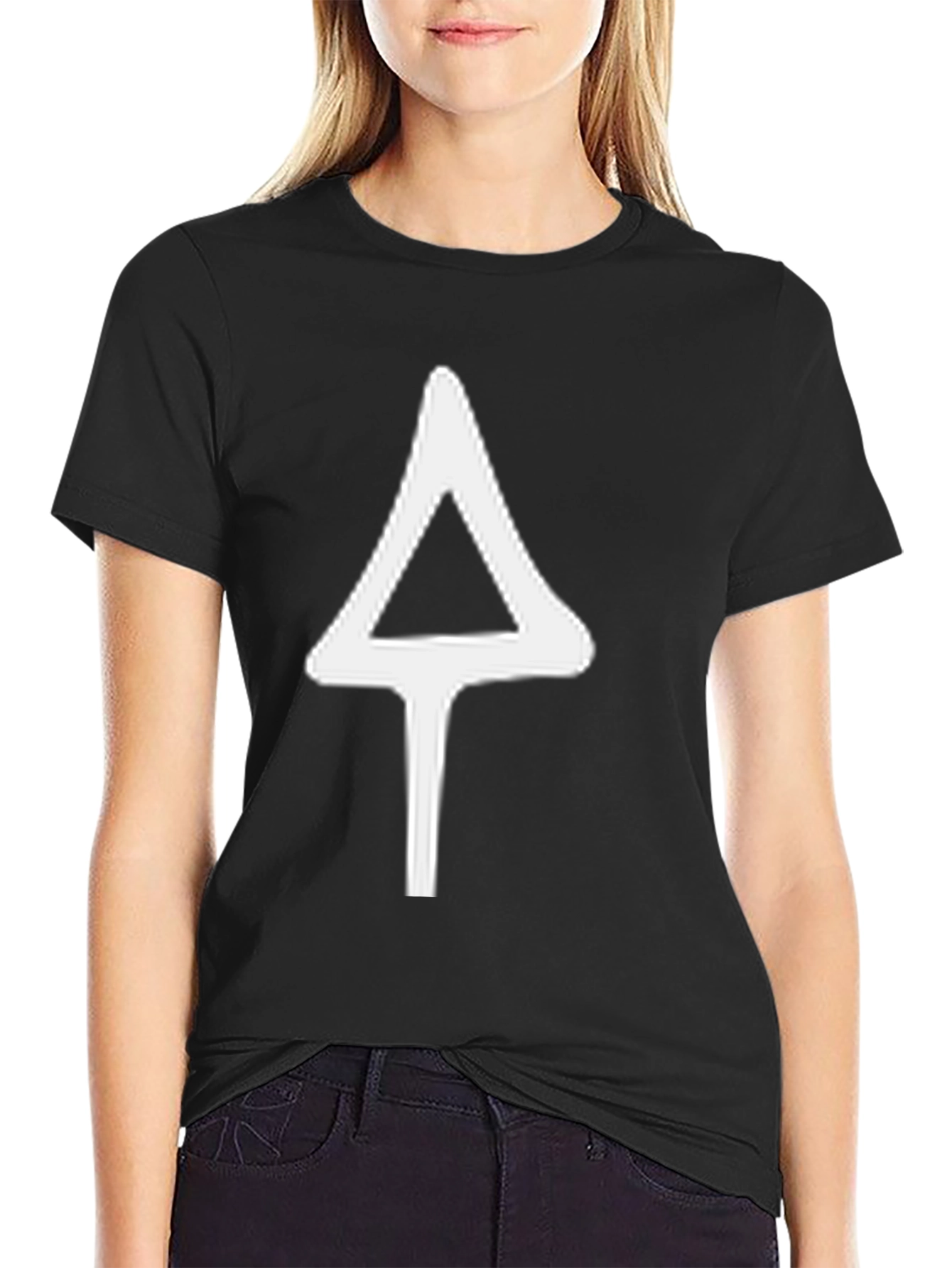 Black T-Shirt with White Arrowhead Design