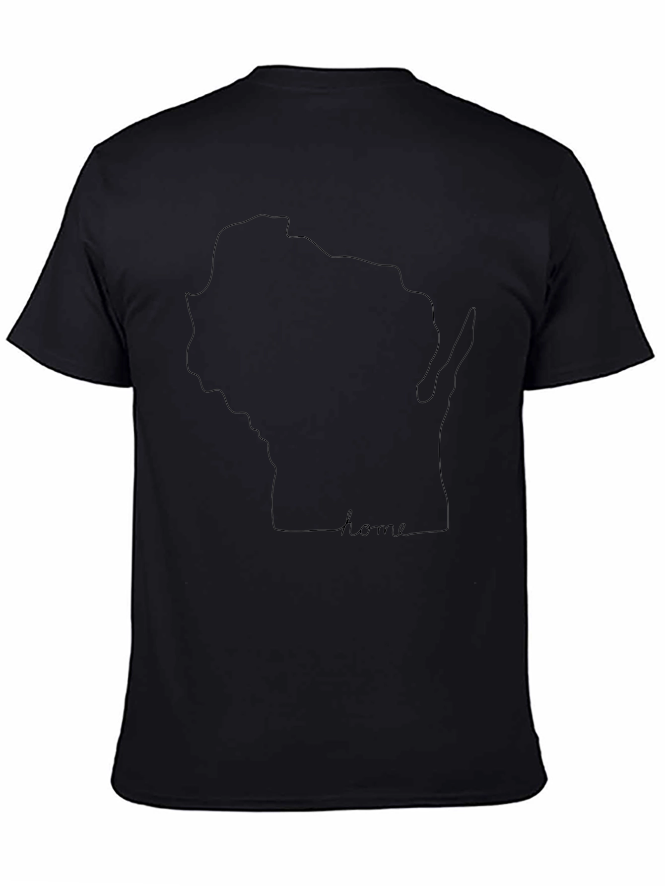 Wisconsin Home State Line Art Black T-Shirt