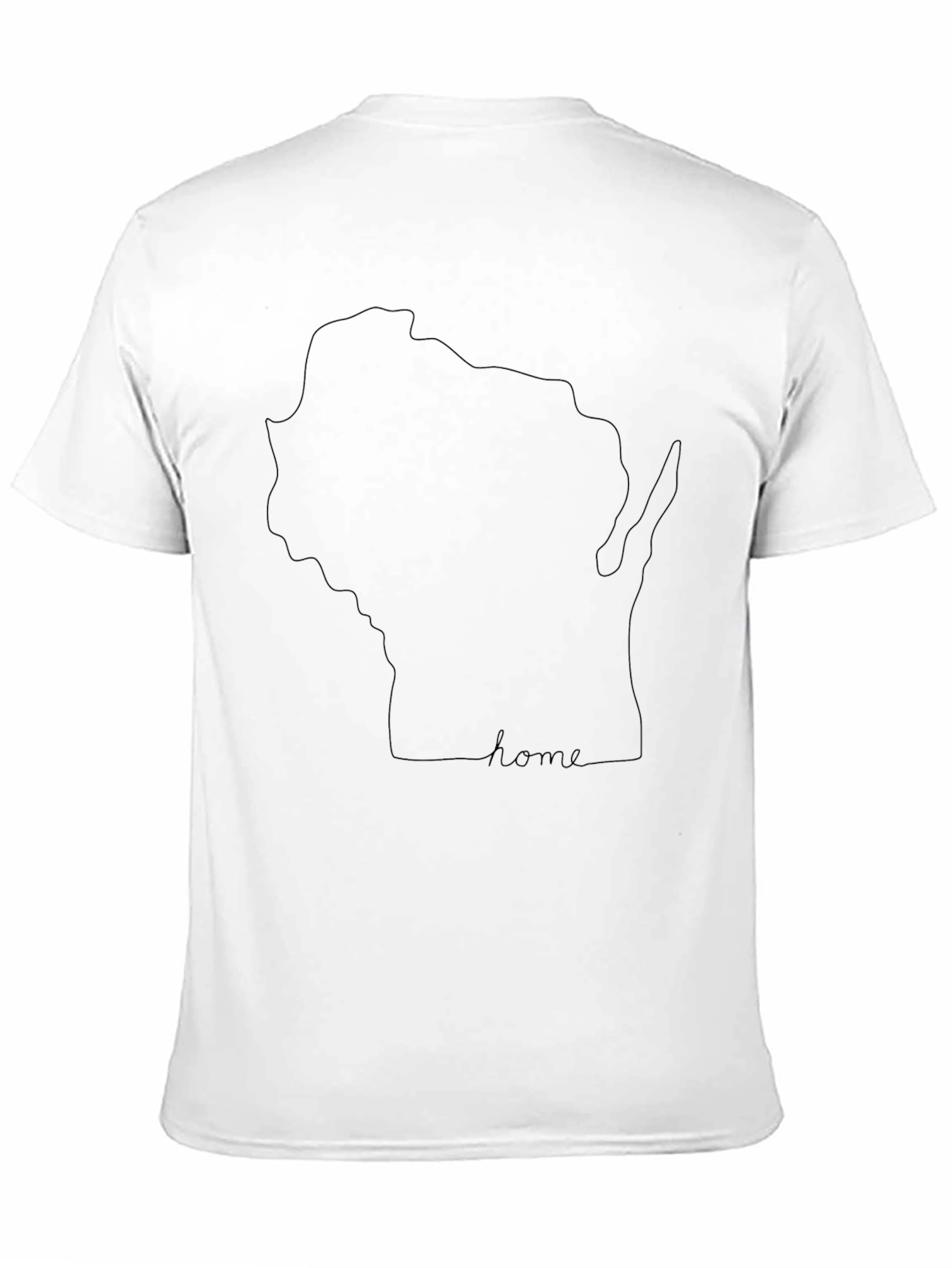 Wisconsin Home State Line Art Black T-Shirt