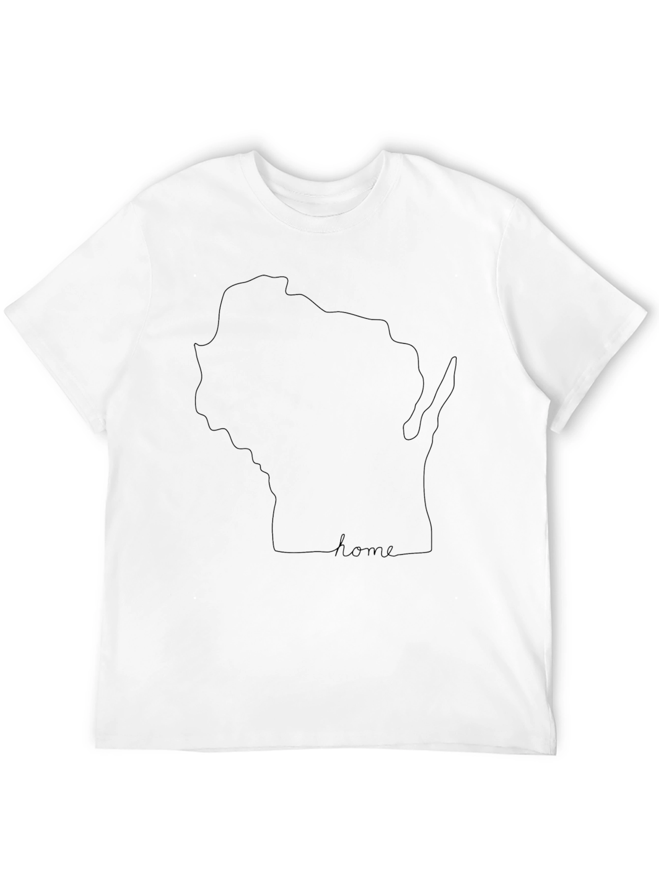 Wisconsin Home State Line Art Black T-Shirt