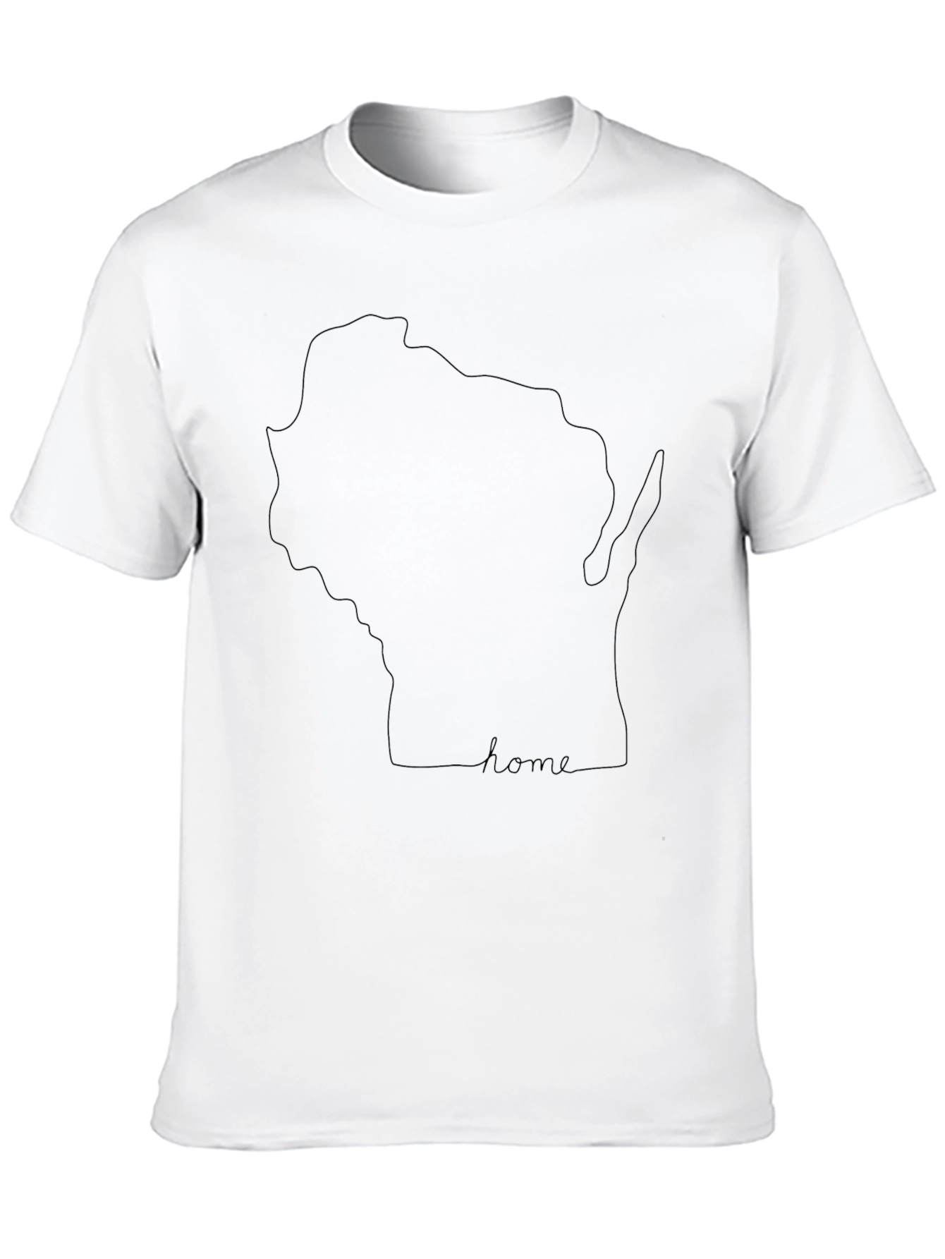 Wisconsin Home State Line Art Black T-Shirt