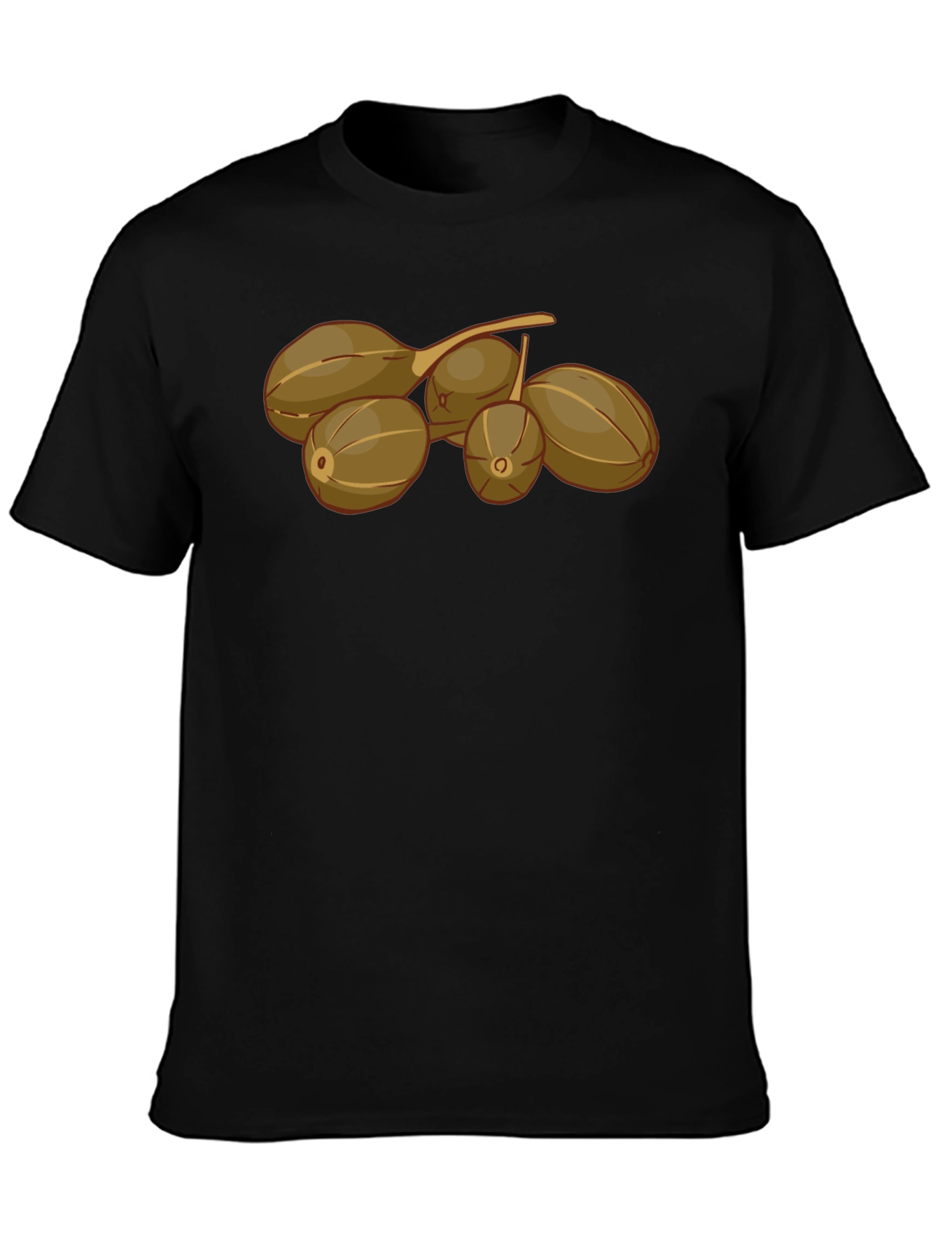 Unique Fruit Design Black Cotton Tee