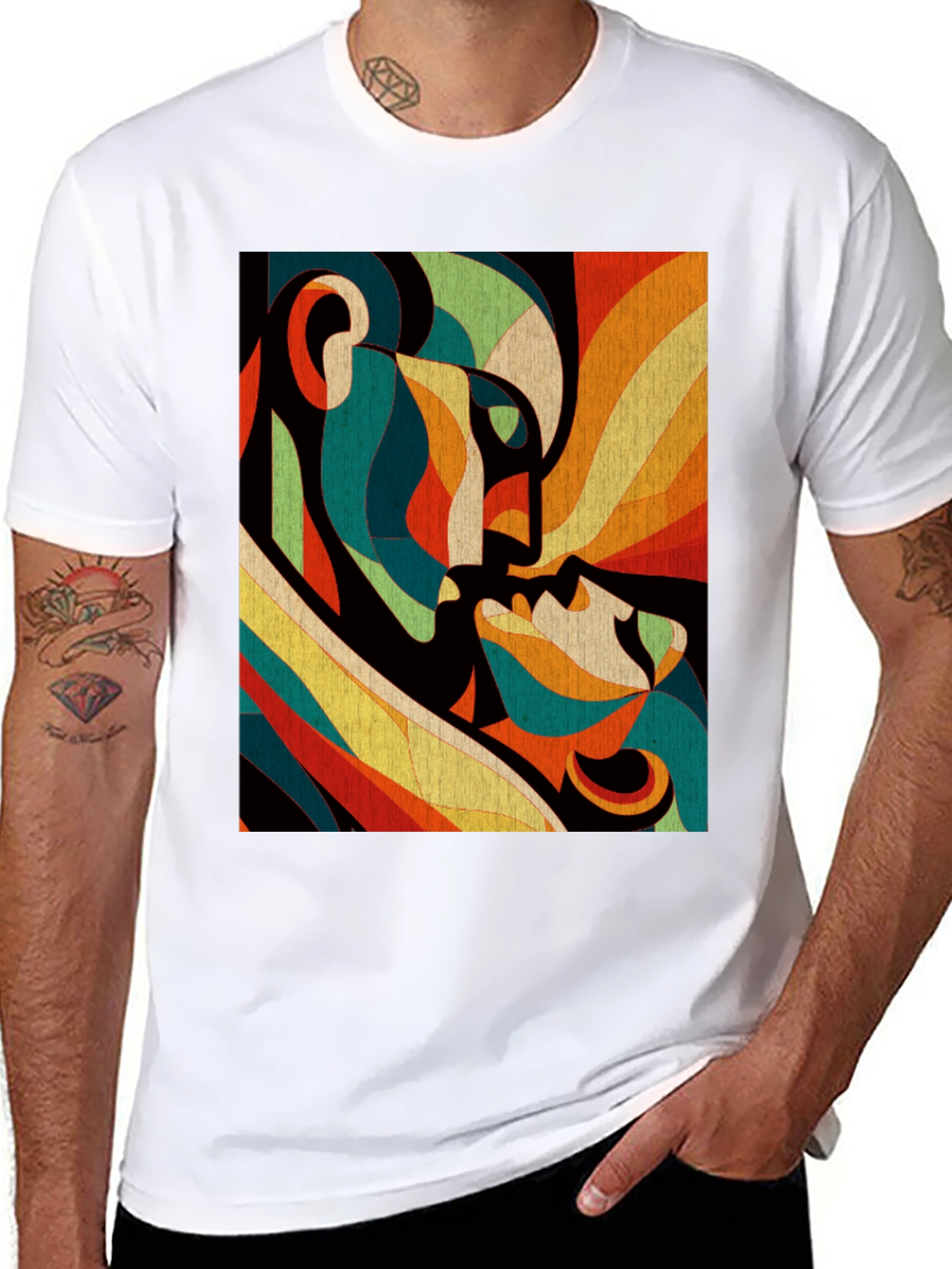 Abstract Lovers Graphic Tee - Modern Art T-Shirt