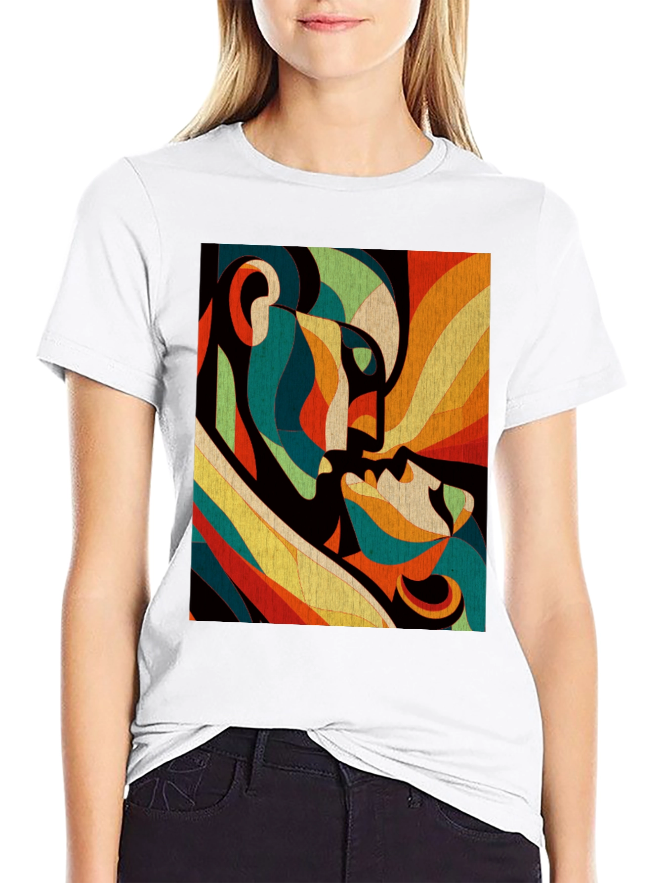 Abstract Lovers Graphic Tee - Modern Art T-Shirt