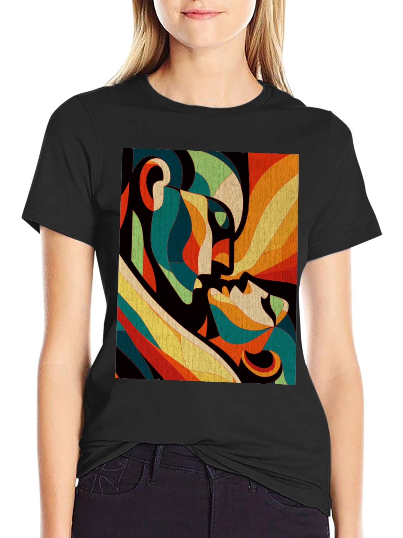 Abstract Lovers Graphic Tee - Modern Art T-Shirt