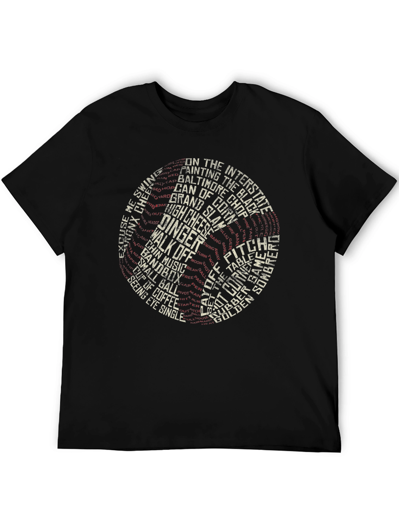 Baseball Terminology T-Shirt - Black Cotton Tee