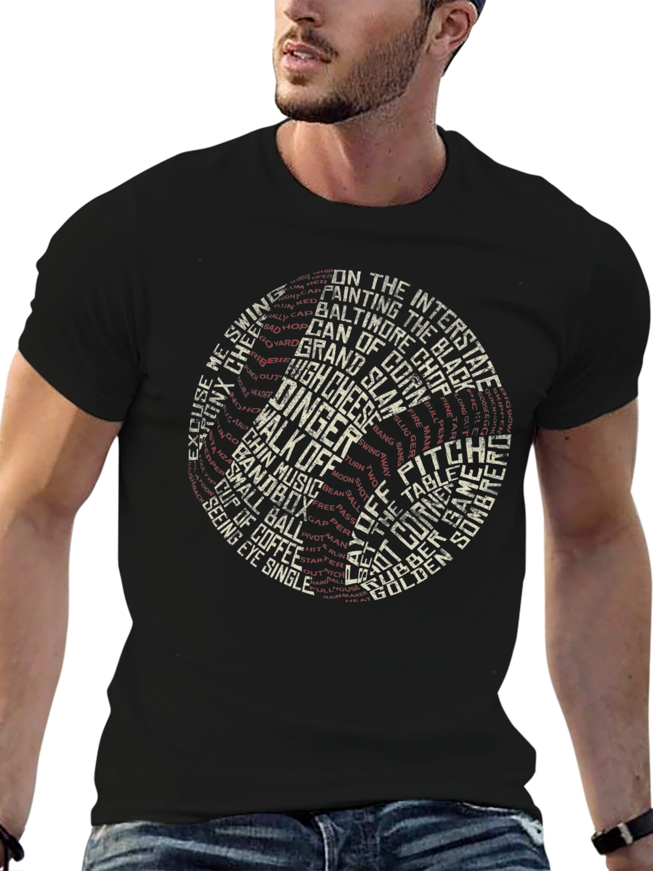 Baseball Terminology T-Shirt - Black Cotton Tee