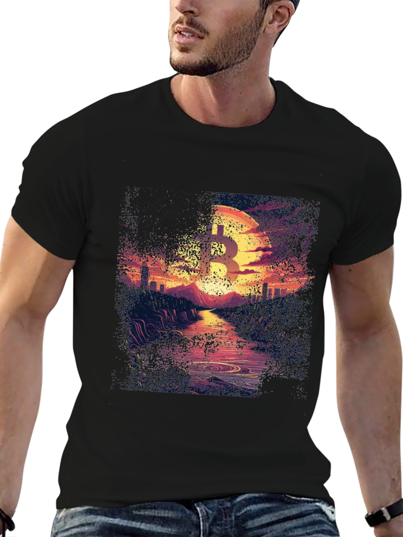Bitcoin Sunset Graphic Tee