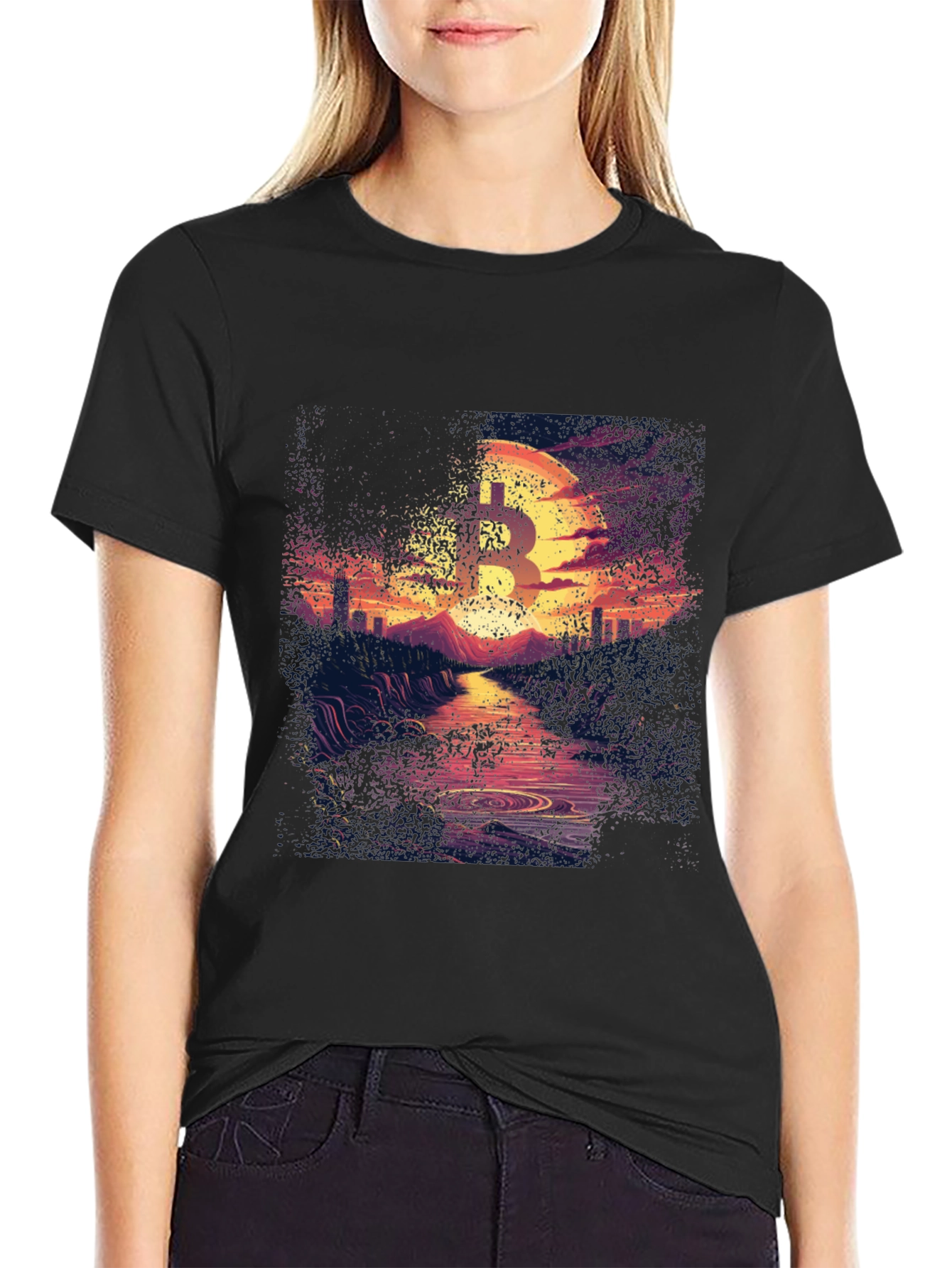 Bitcoin Sunset Graphic Tee