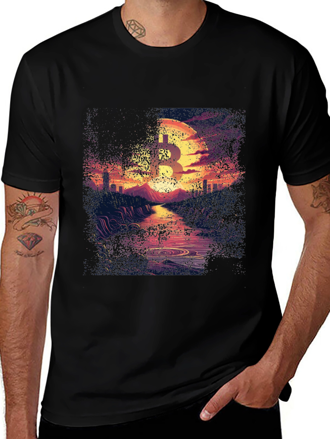 Bitcoin Sunset Graphic Tee
