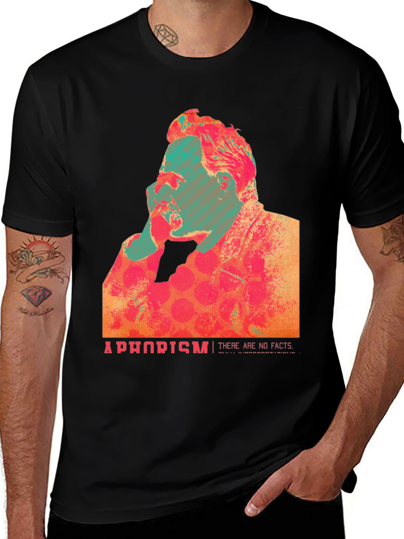 Abstract Nietzsche Quote Graphic T-Shirt