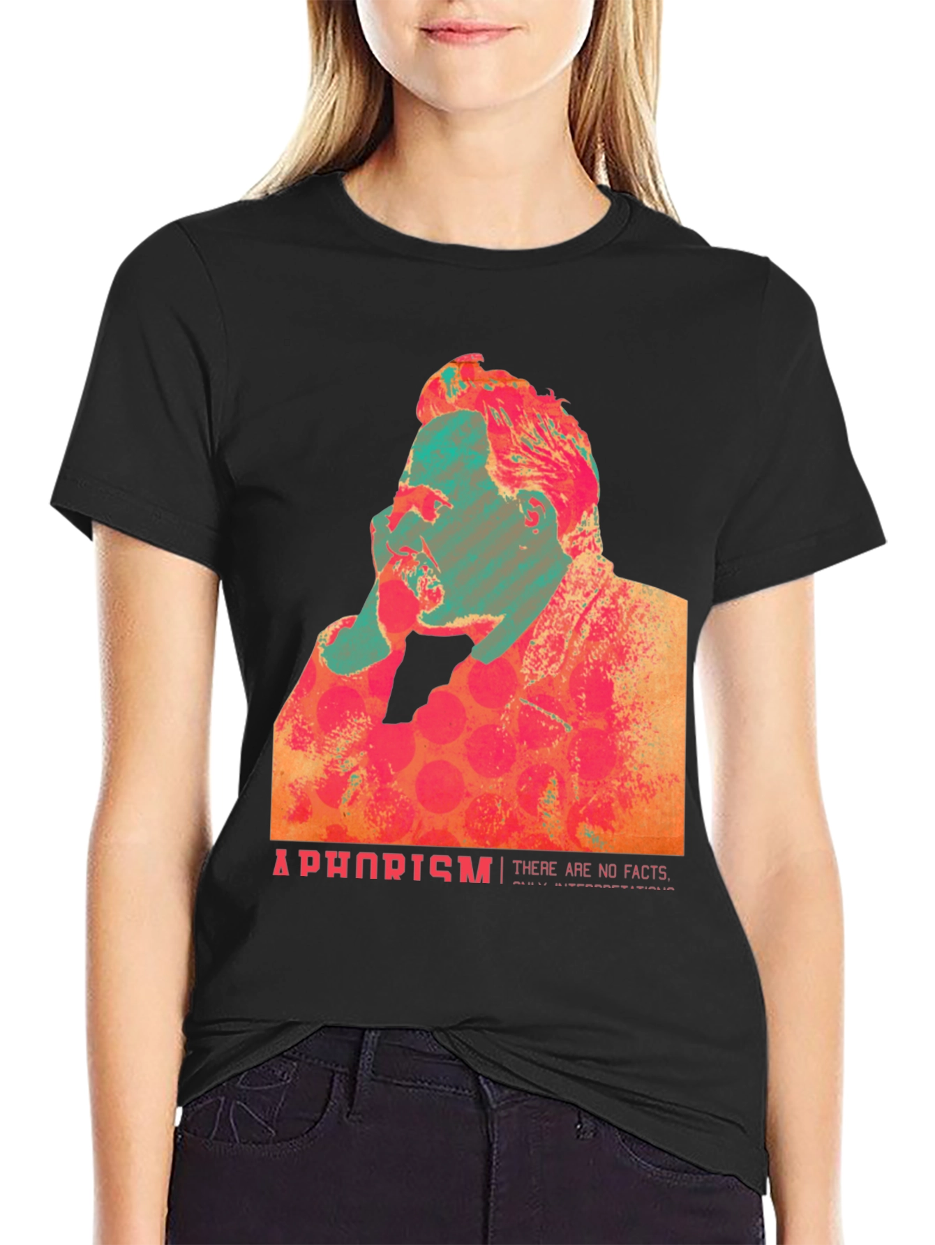 Abstract Nietzsche Quote Graphic T-Shirt