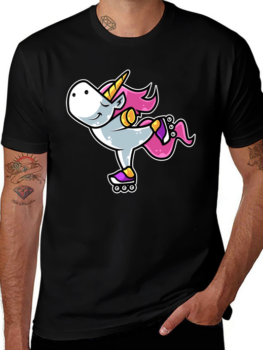 Unicorn Roller Skating Graphic Tee - Black