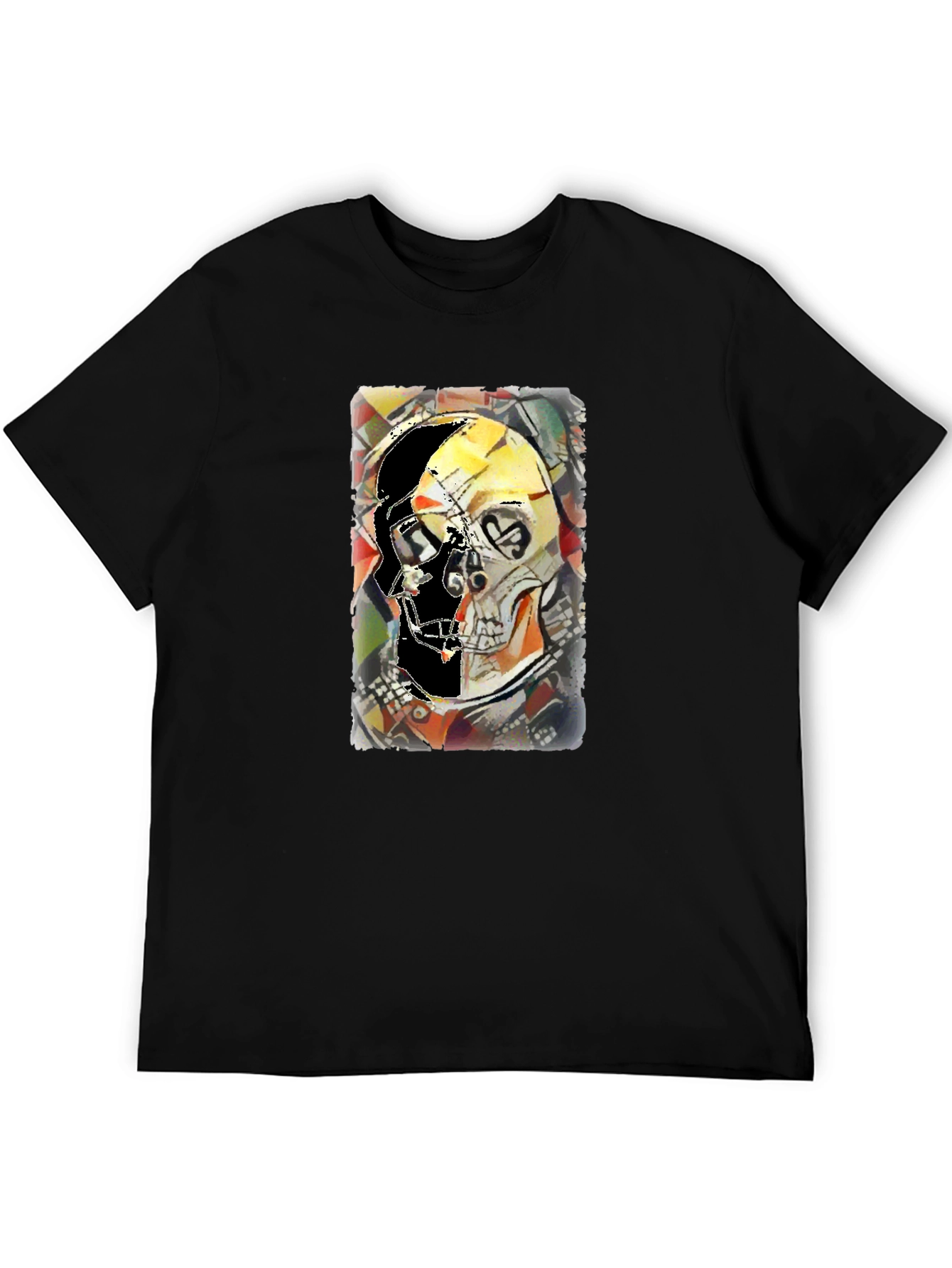 Abstract Skull Graphic Print Black Tee