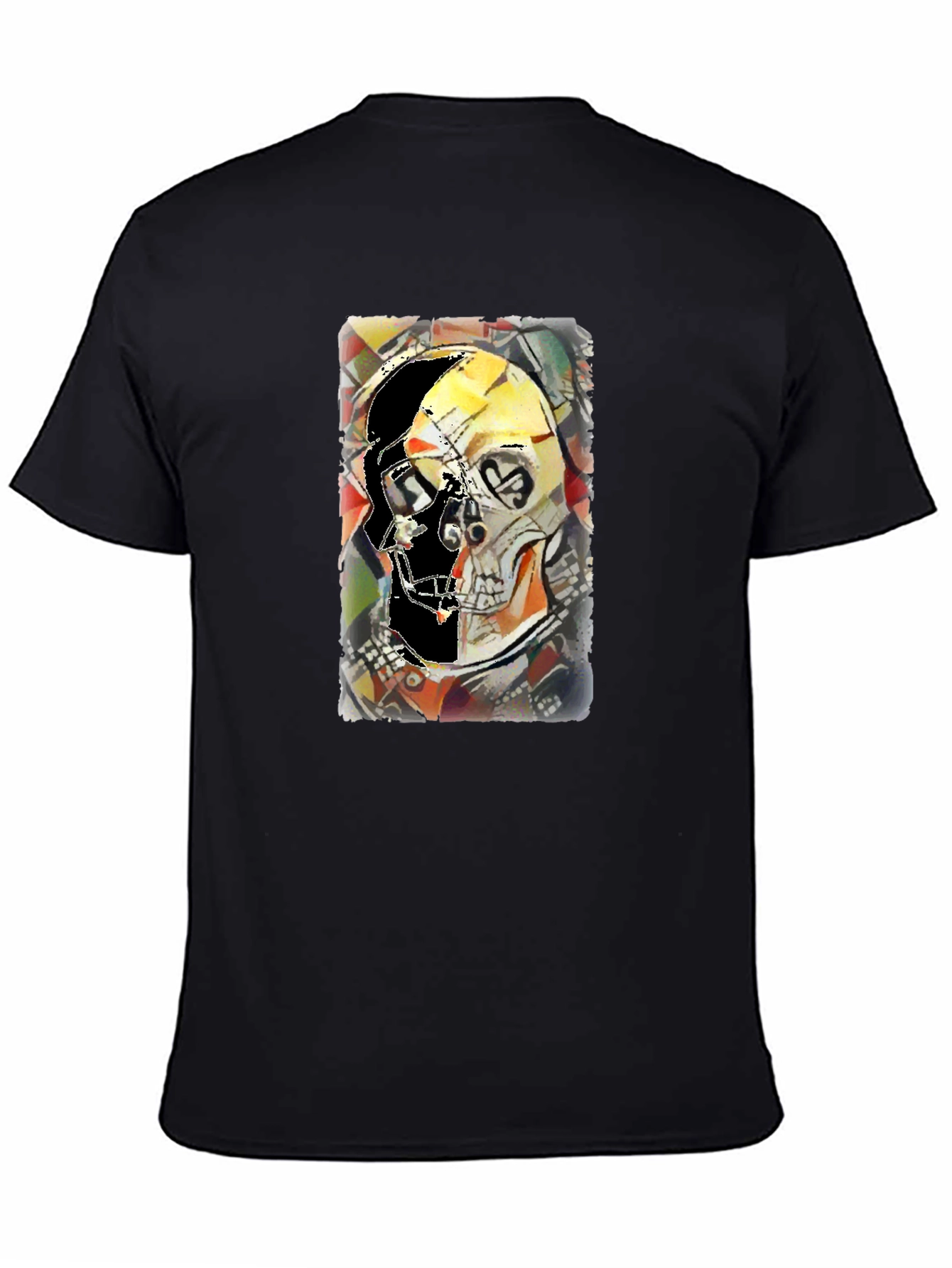 Abstract Skull Graphic Print Black Tee