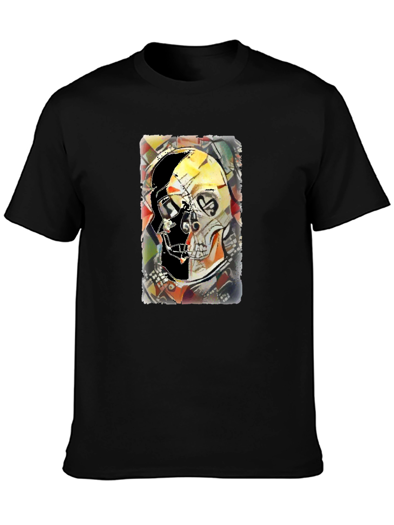 Abstract Skull Graphic Print Black Tee